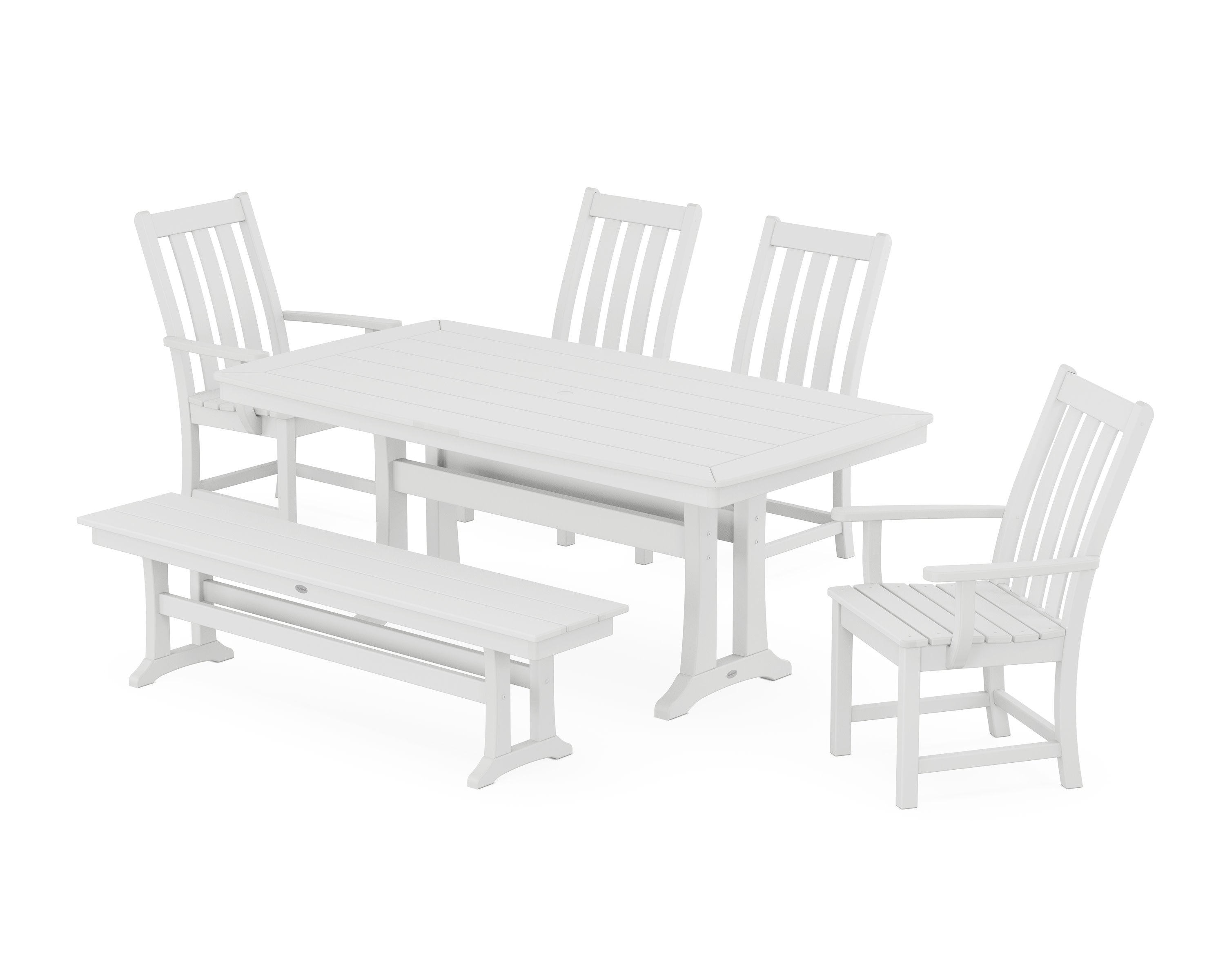 Vineyard 6-Piece Dining Set with Trestle Legs in White