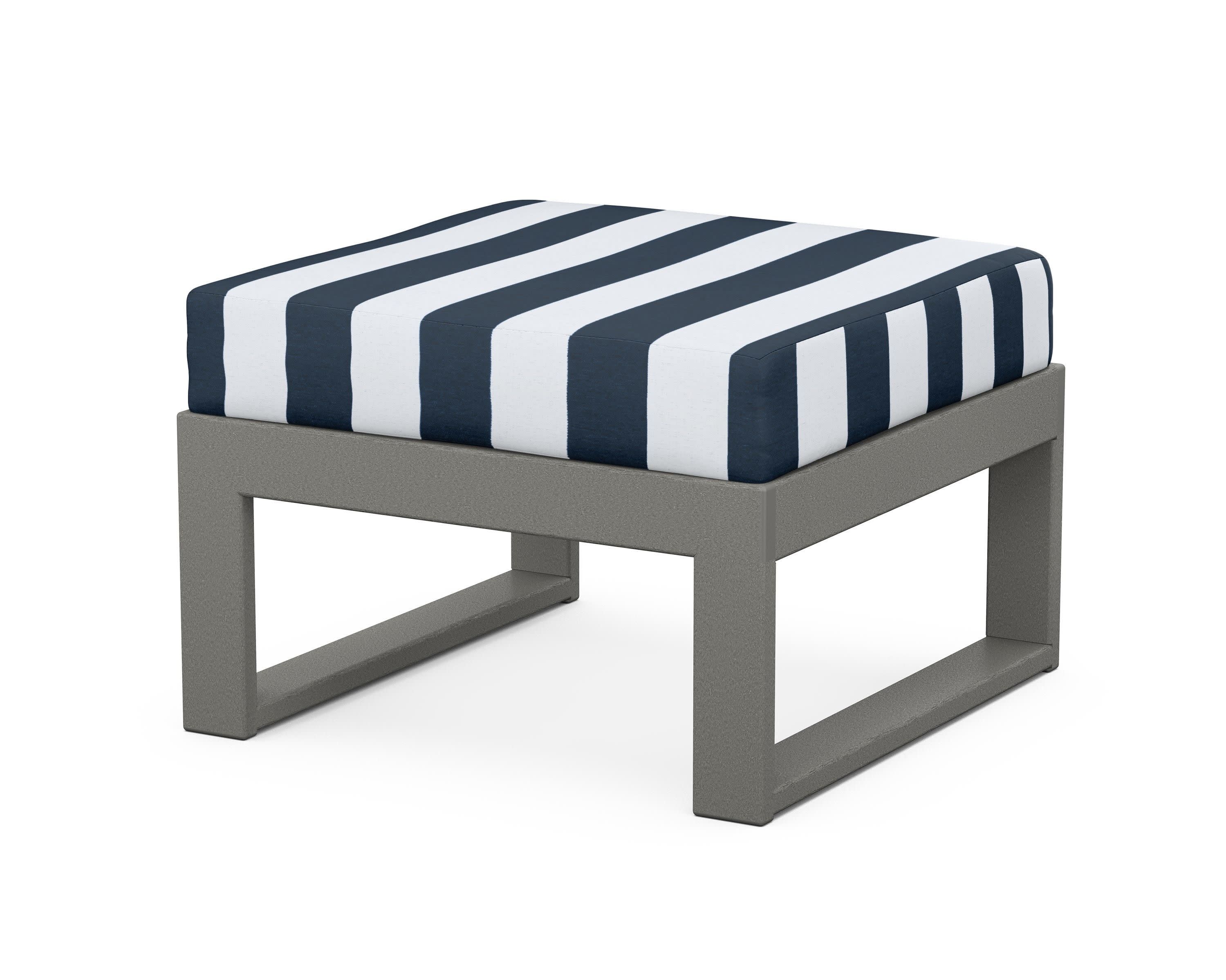 Modular Ottoman - Modern in Slate Grey / Cabana Stripe Marine Indigo