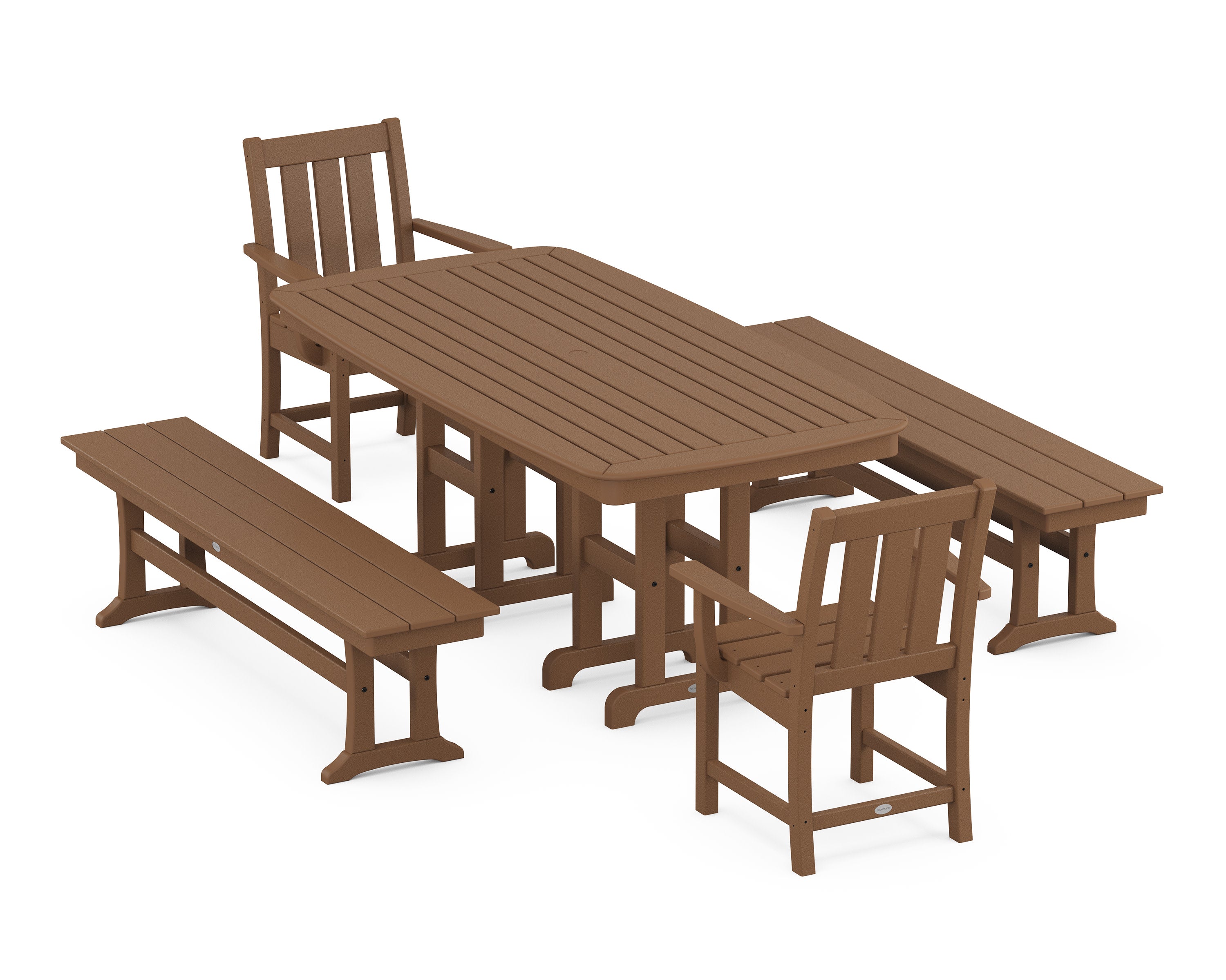 Oxford 5-Piece Dining Set with Benches in Teak
