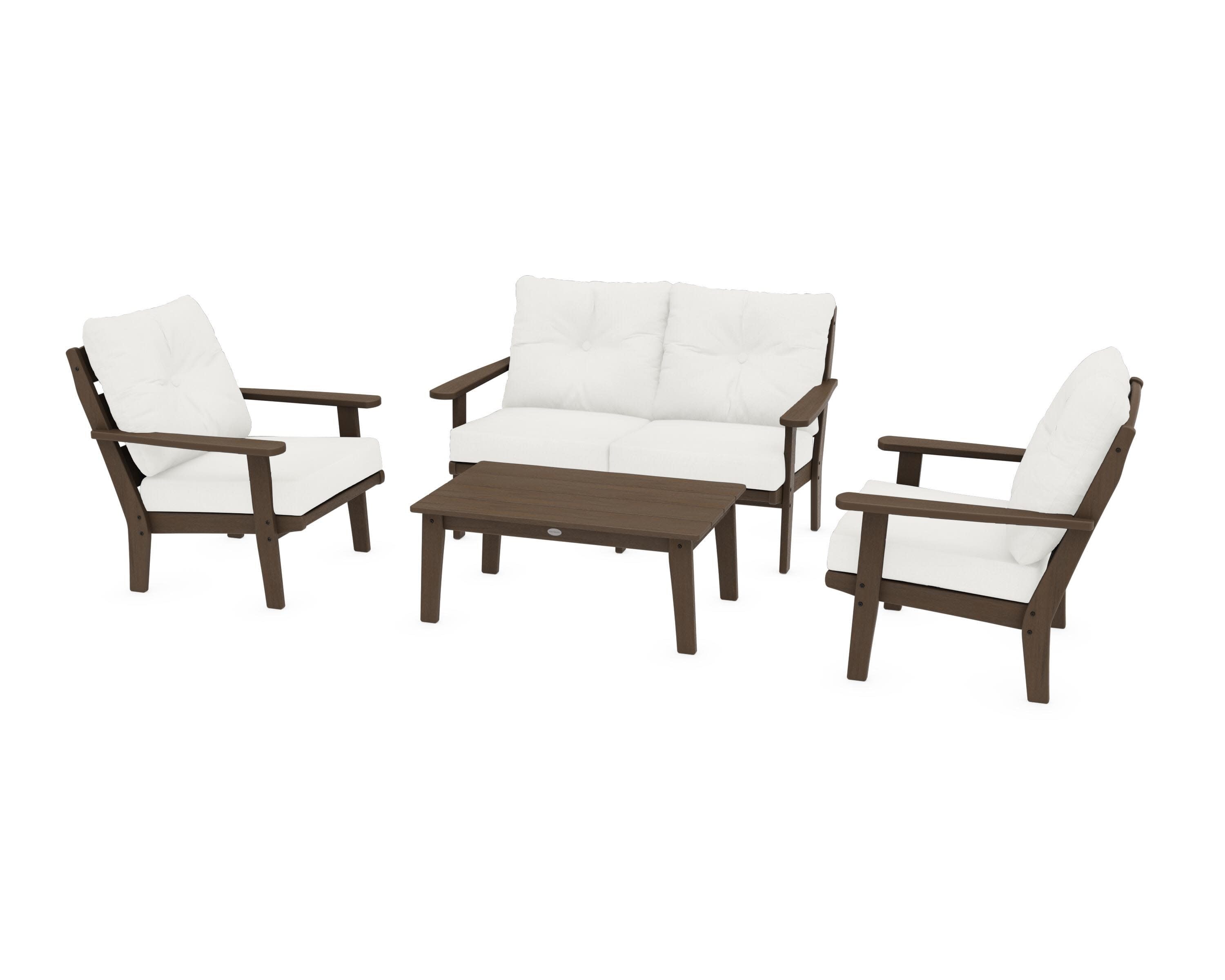 Lakeside 4-Piece Deep Seating Set in Kona / Natural Linen