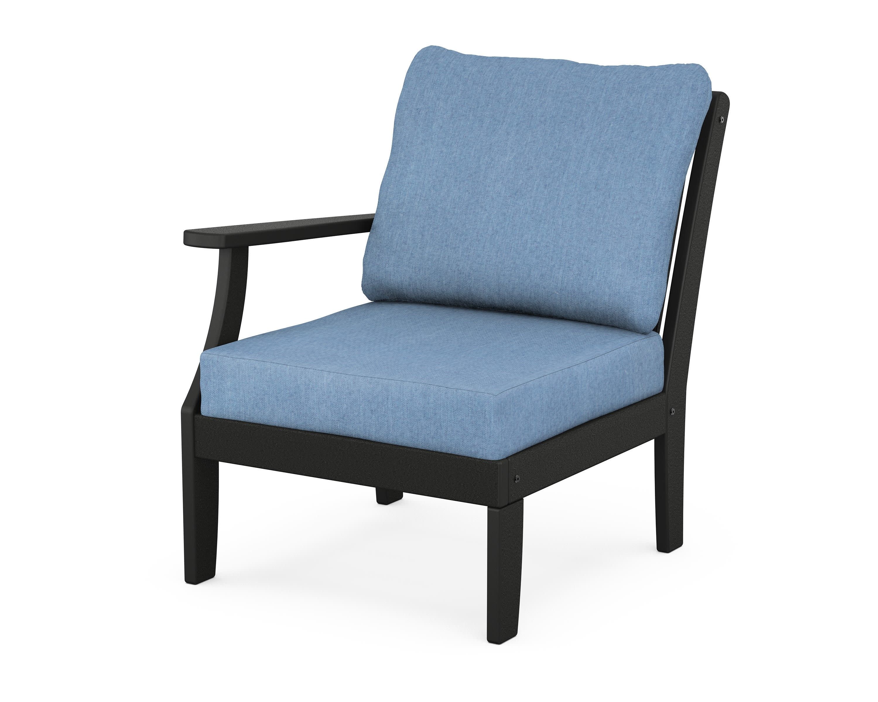 Braxton Modular Left Arm Chair in Black / Sky Blue
