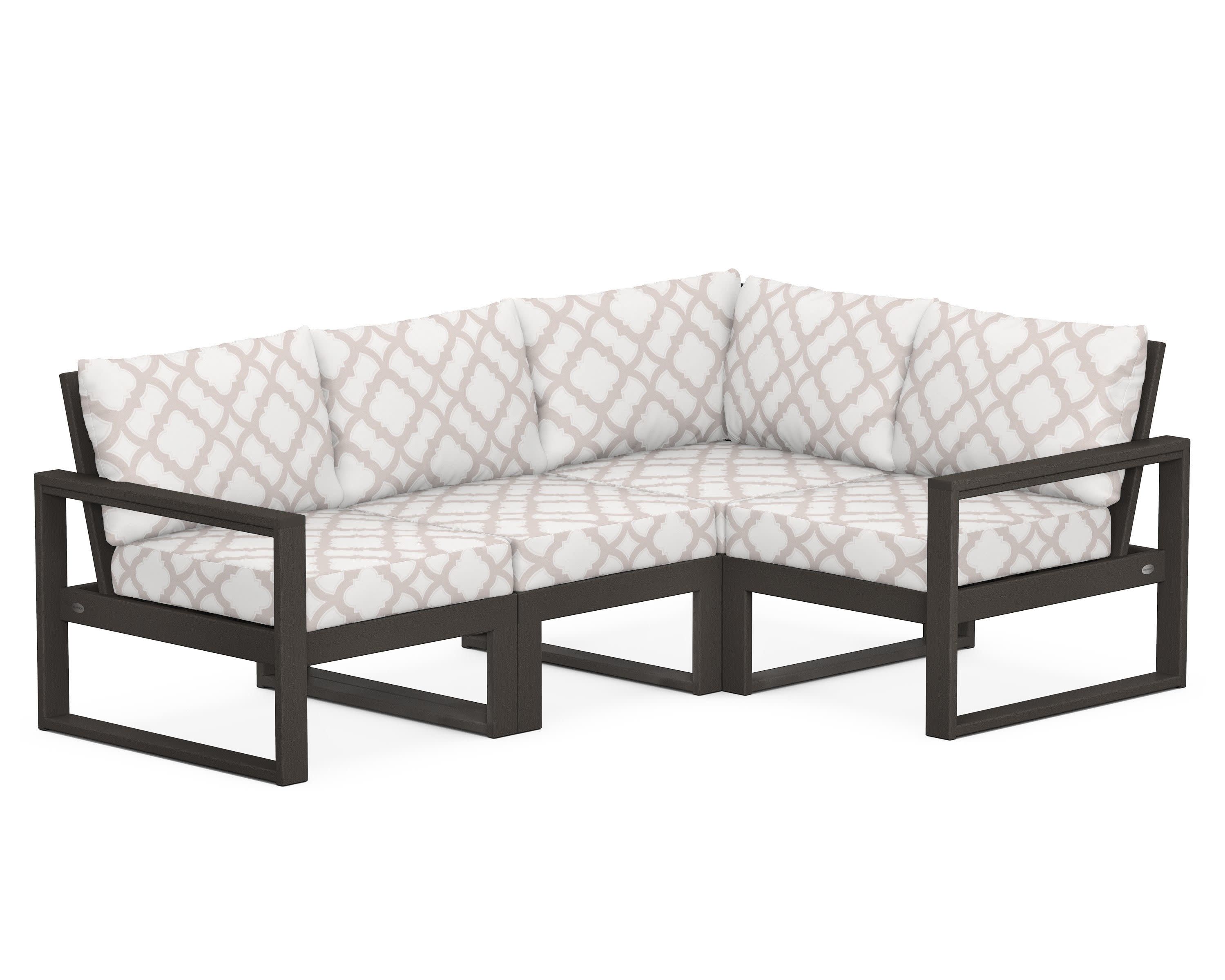 EDGE 4-Piece Modular Deep Seating Set in Vintage Coffee / Trellis Dune Burlap