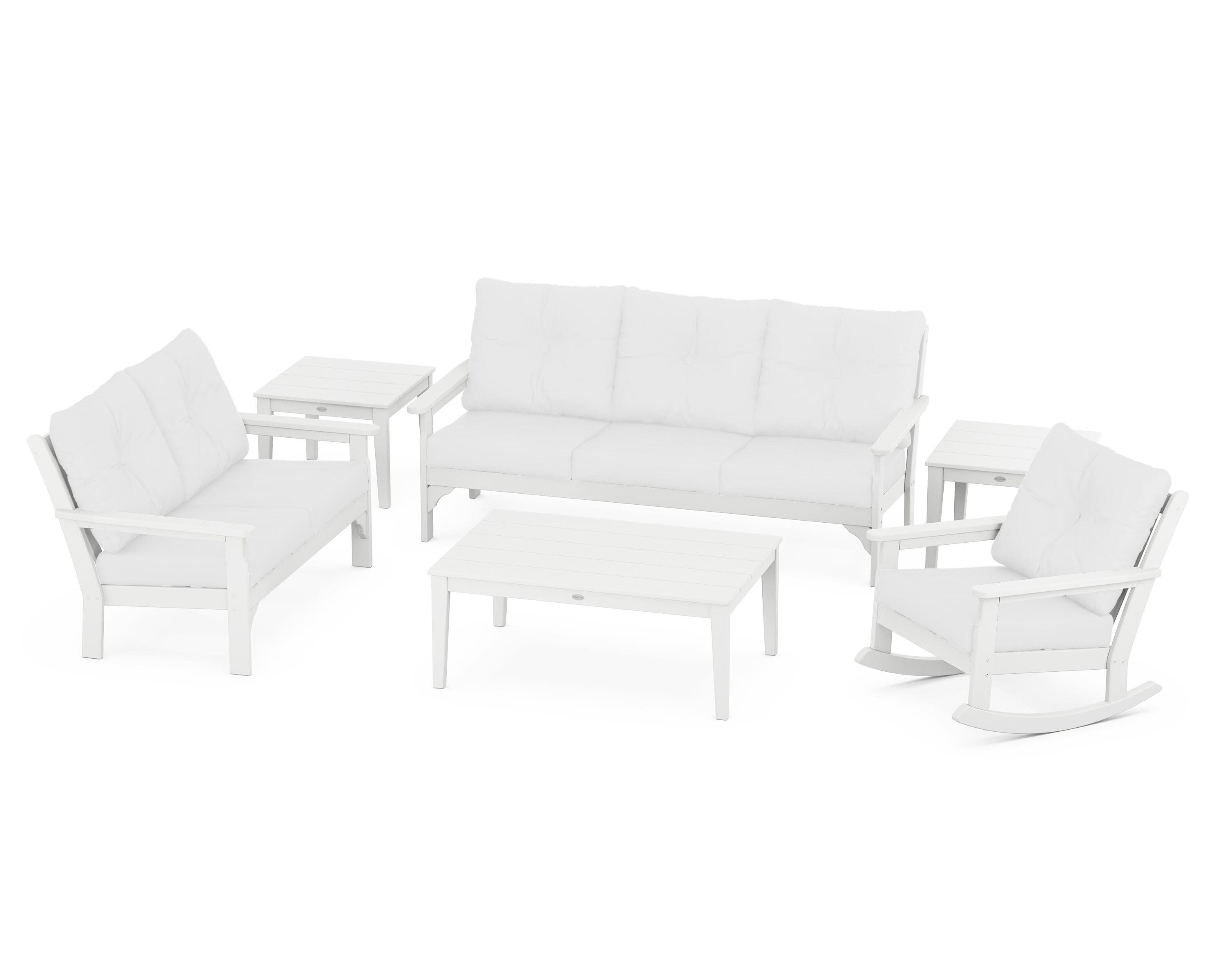 Vineyard 6-Piece Deep Seating Set in White / Natural