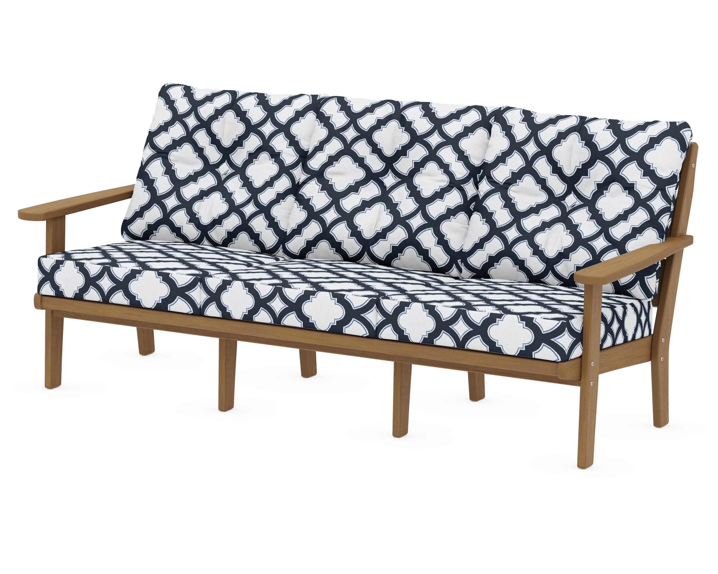 Lakeside Deep Seating Sofa in Natural / Trellis Marine Indigo