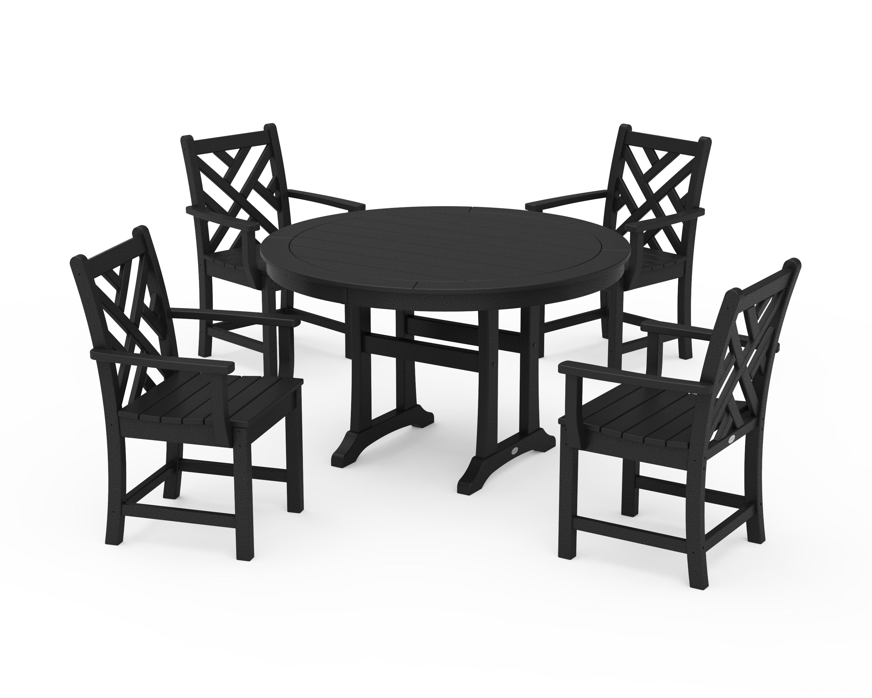 Chippendale 5-Piece Nautical Trestle Dining Arm Chair Set in Black