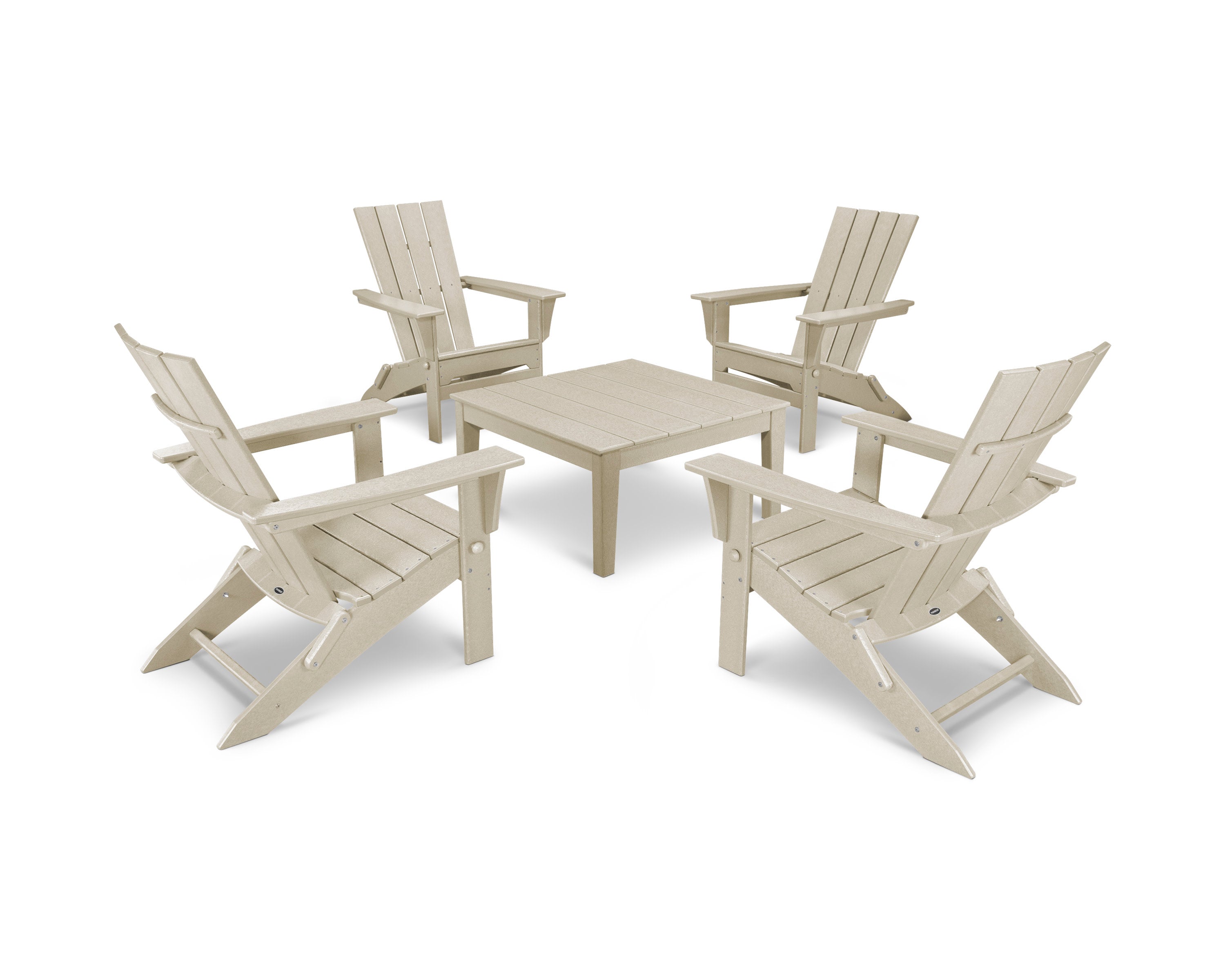 Quattro Folding Chair 5-Piece Conversation Set in Sand