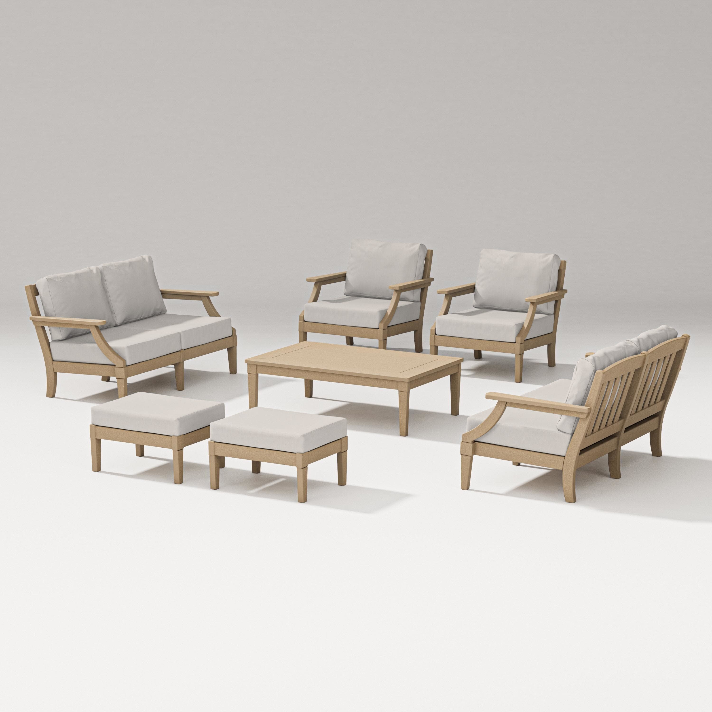 Estate 7-Piece Lounge Loveseat Set in Vintage Sahara / Cast Ash