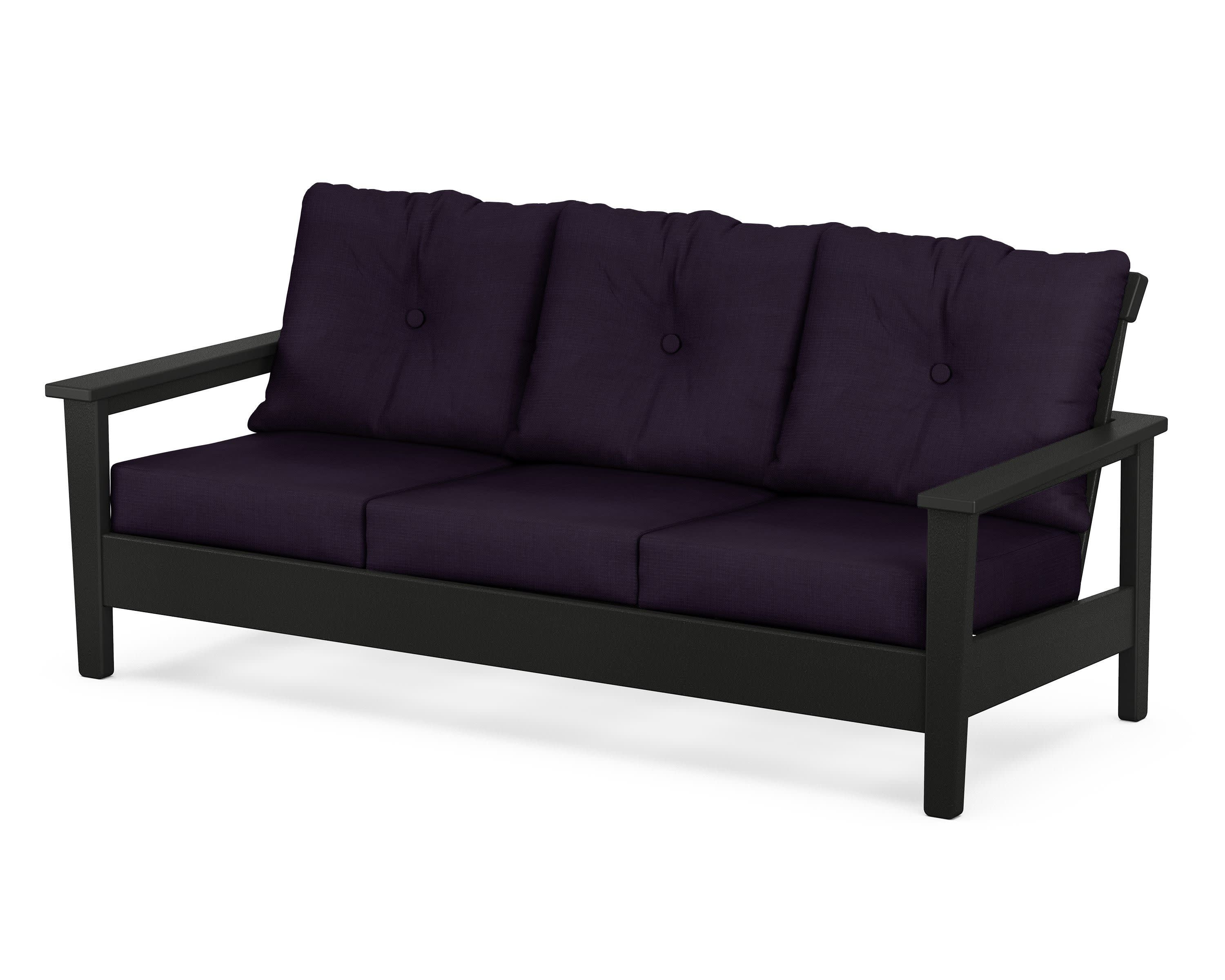 Prescott Deep Seating Sofa in Black / Navy Linen