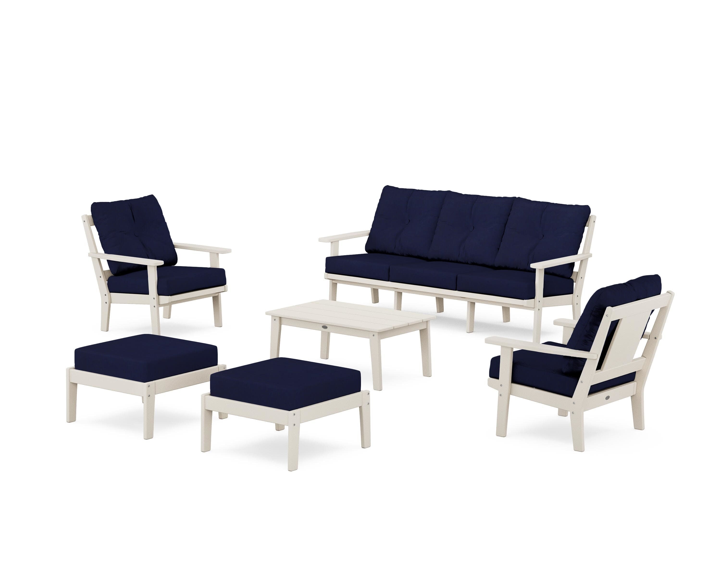 Prairie 6-Piece Lounge Sofa Set in Sand / Navy