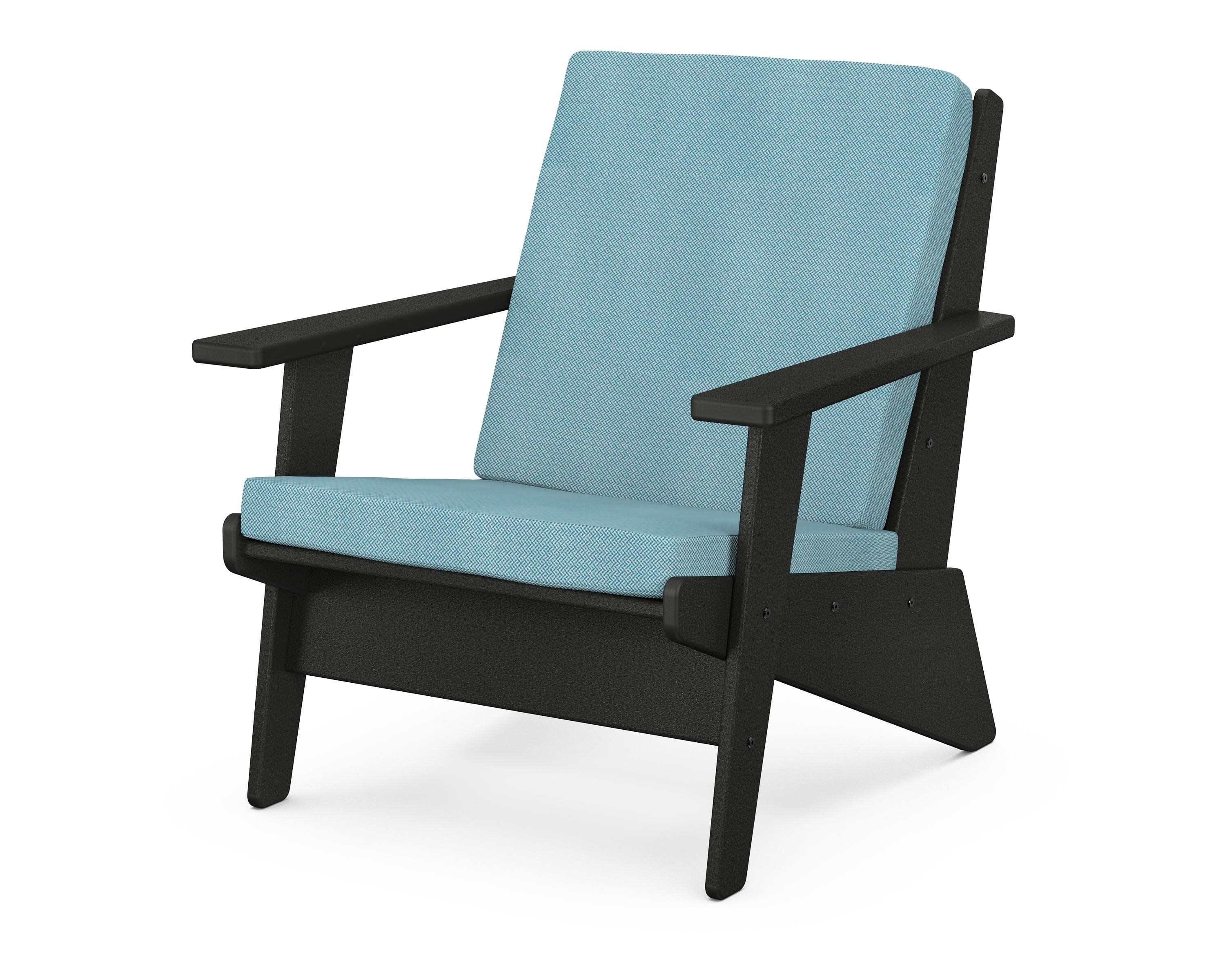 Riviera Modern Lounge Chair in Black / Lattice Sky Blue