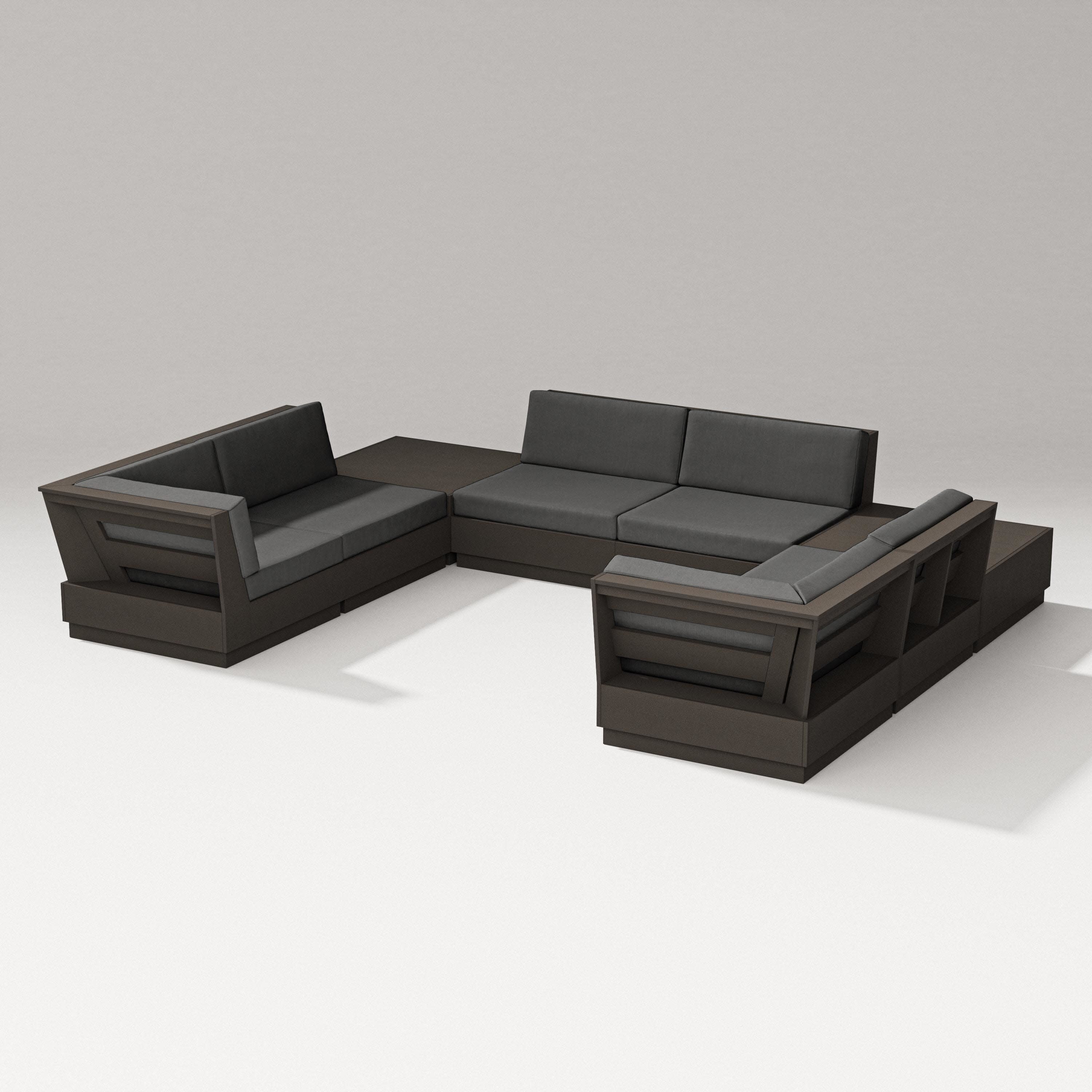 Elevate 8-Piece U-Shaped Sectional in Vintage Coffee / Spectrum Carbon