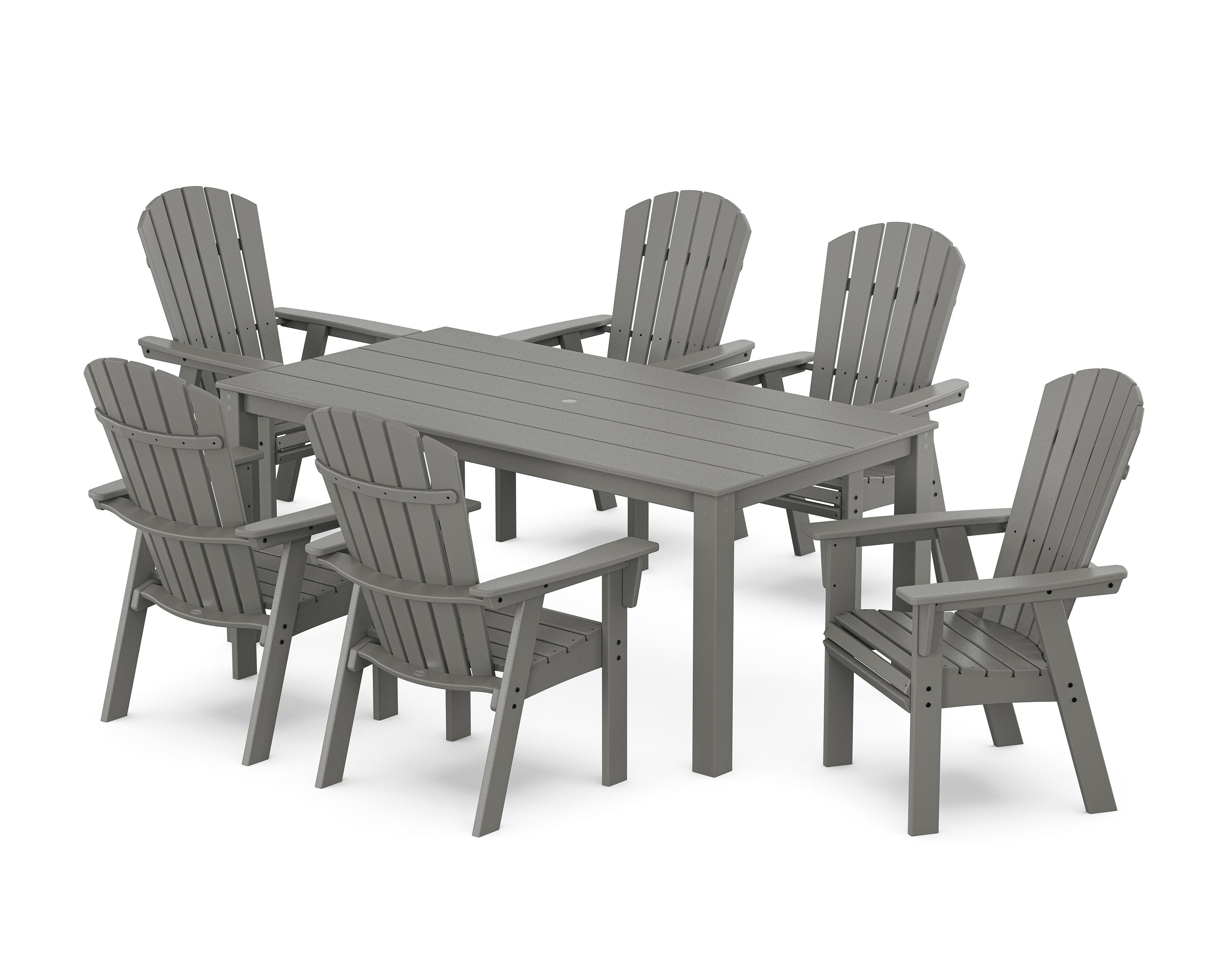 Nautical Curveback Adirondack 7-Piece Parsons Dining Set in Slate Grey