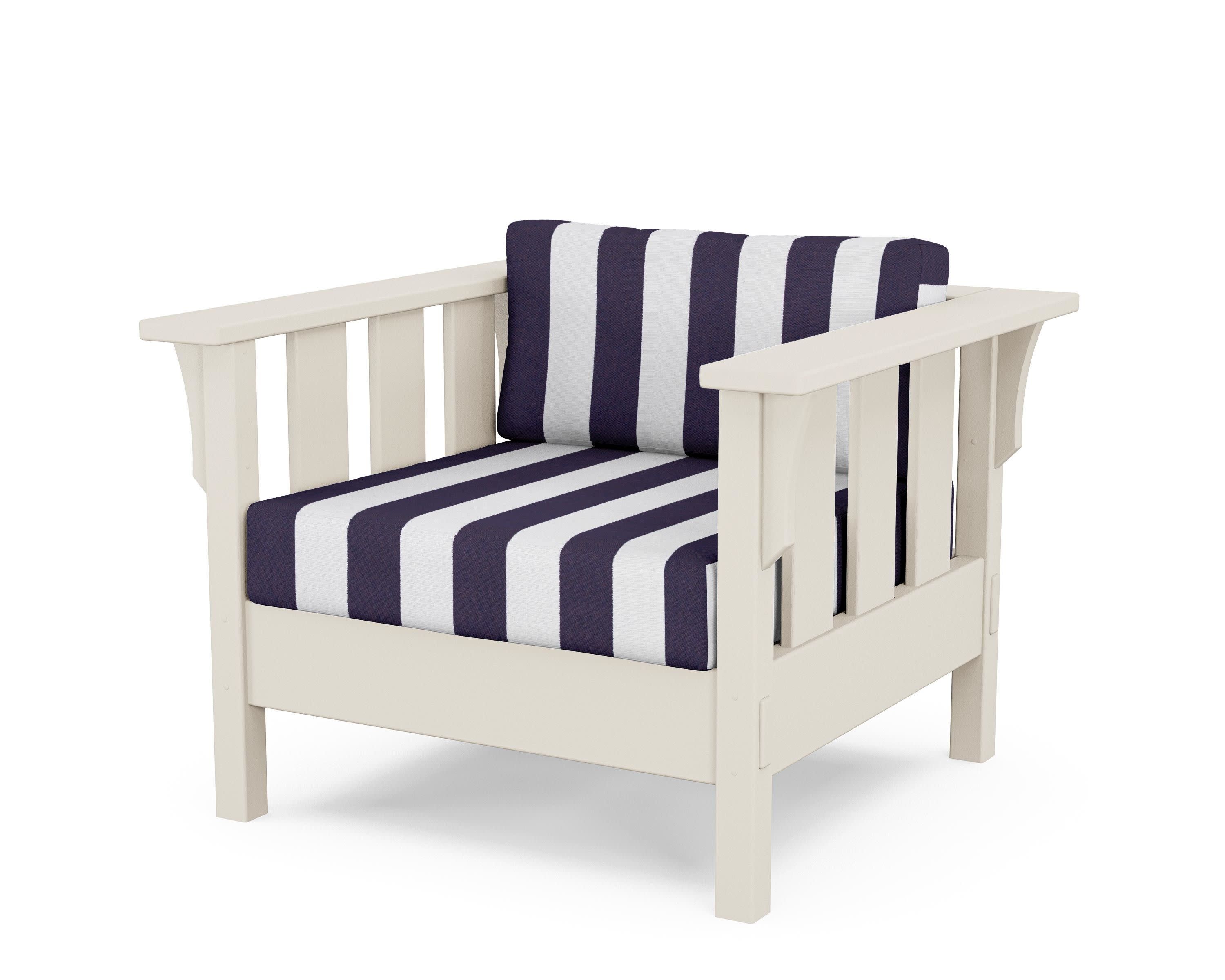 Acadia Deep Seating Chair in Sand / Cabana Stripe Navy