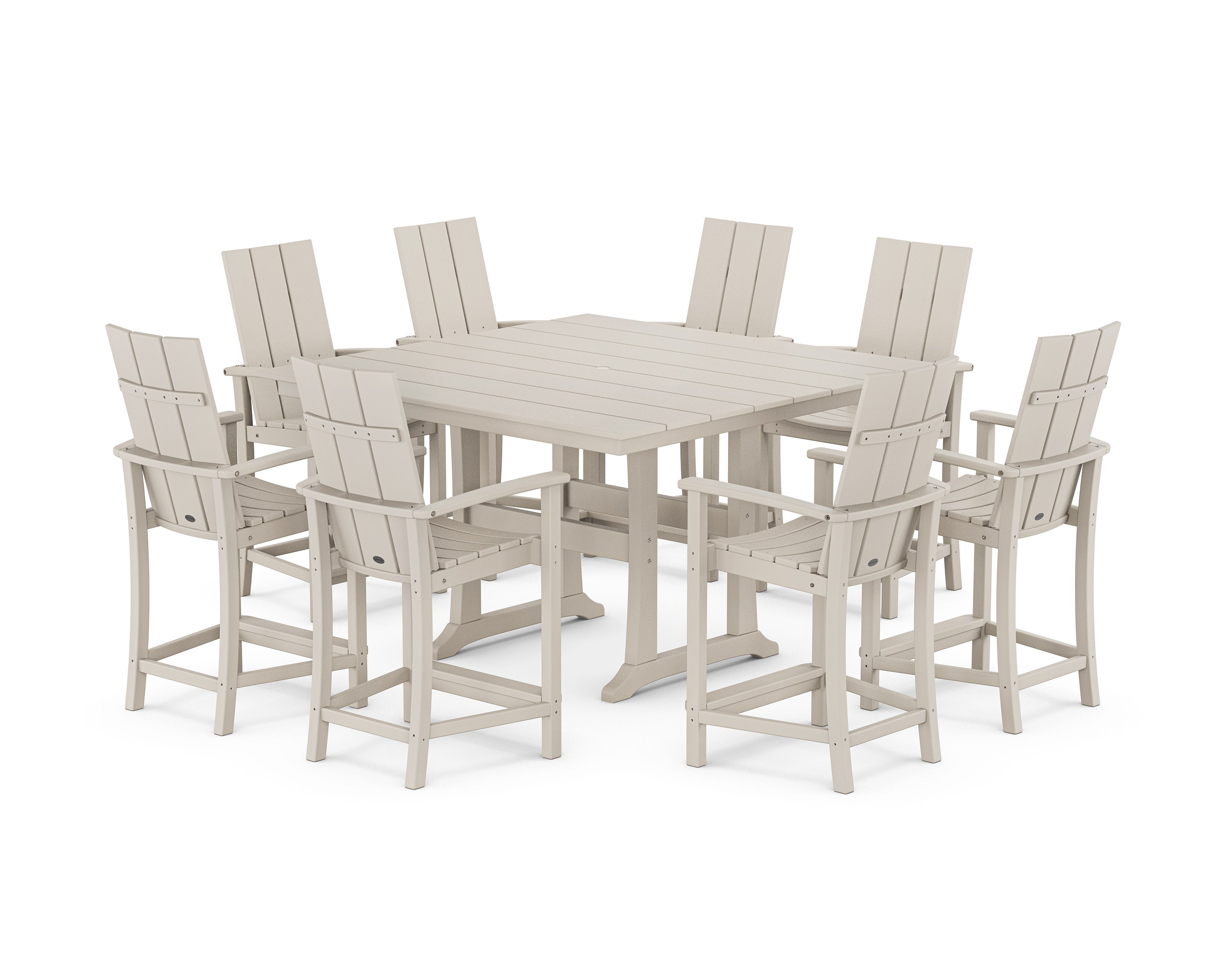 Modern Adirondack 9-Piece Farmhouse Trestle Counter Set in Sand