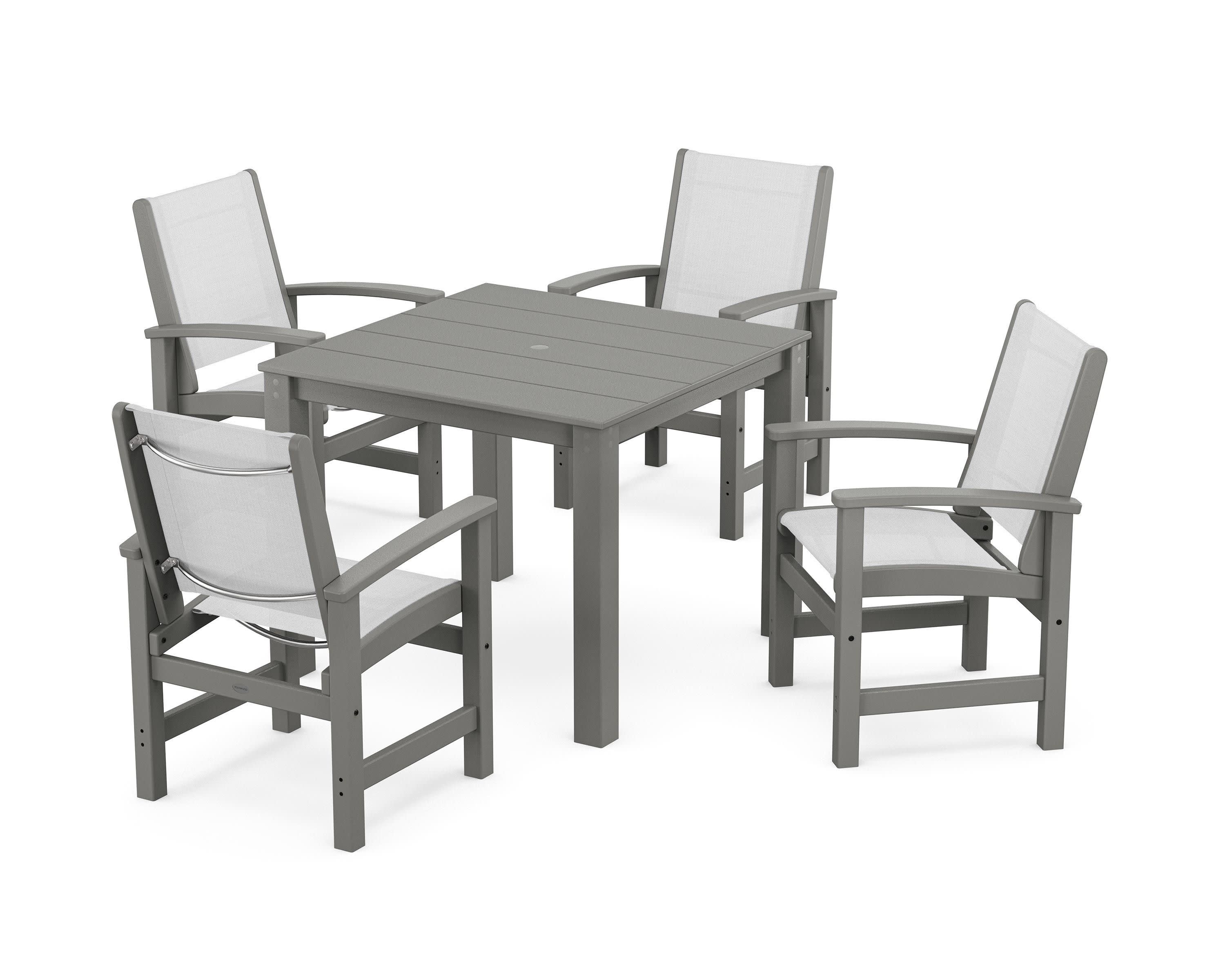 Coastal 5-Piece Parsons Dining Set in Slate Grey / White Sling
