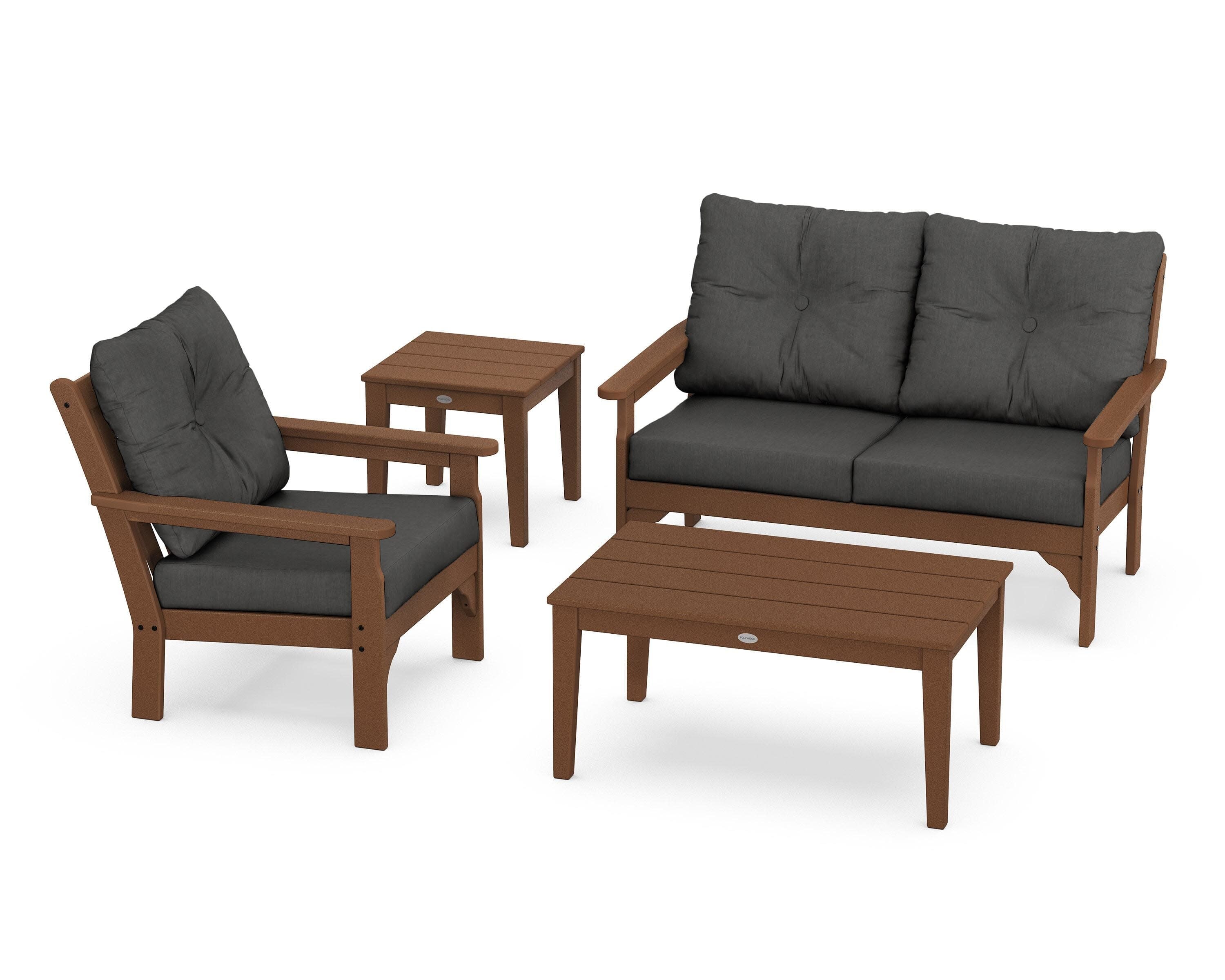 Vineyard 4-Piece Deep Seating Set in Teak / Spectrum Carbon