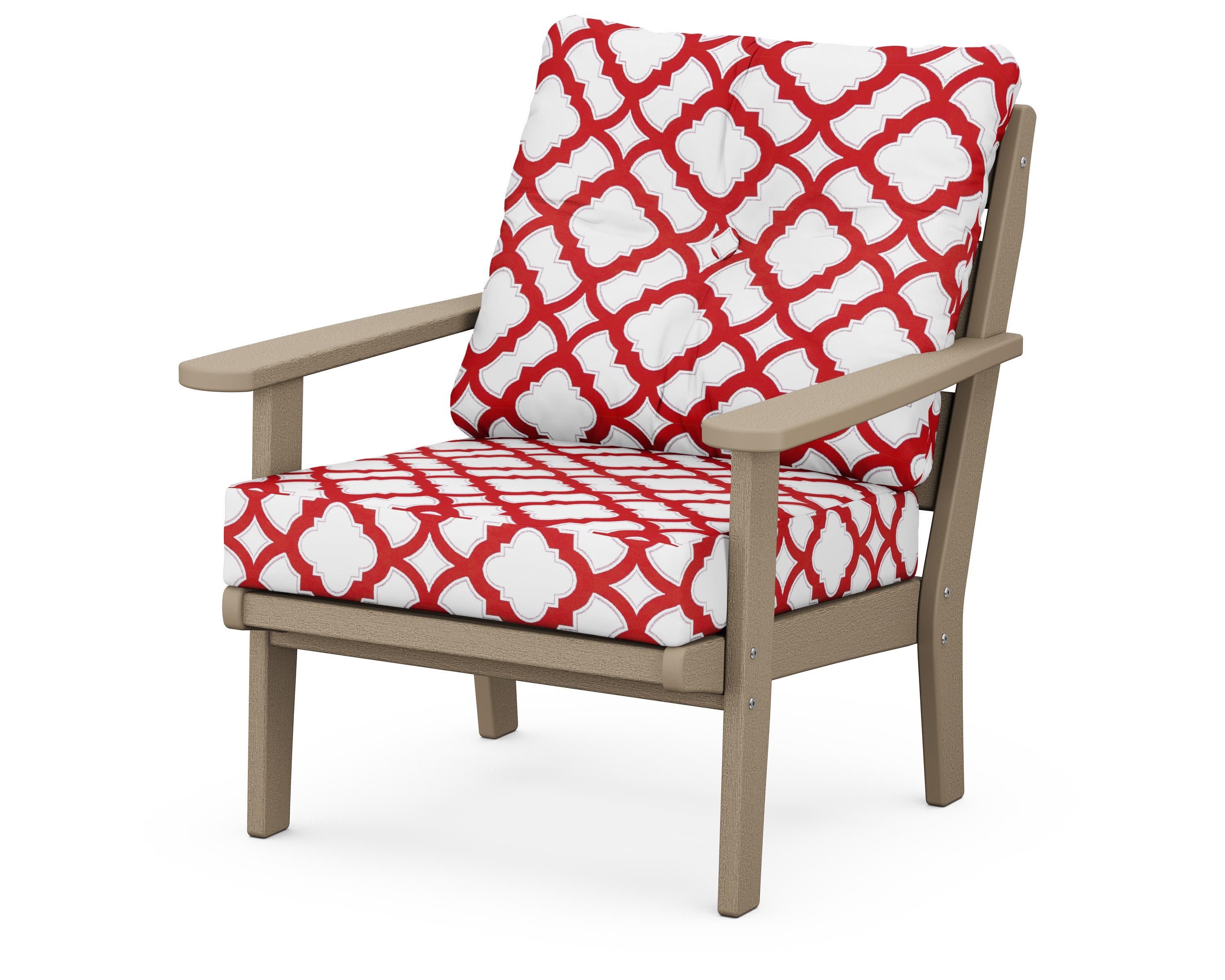 Lakeside Deep Seating Chair in Vintage Sahara / Trellis Crimson