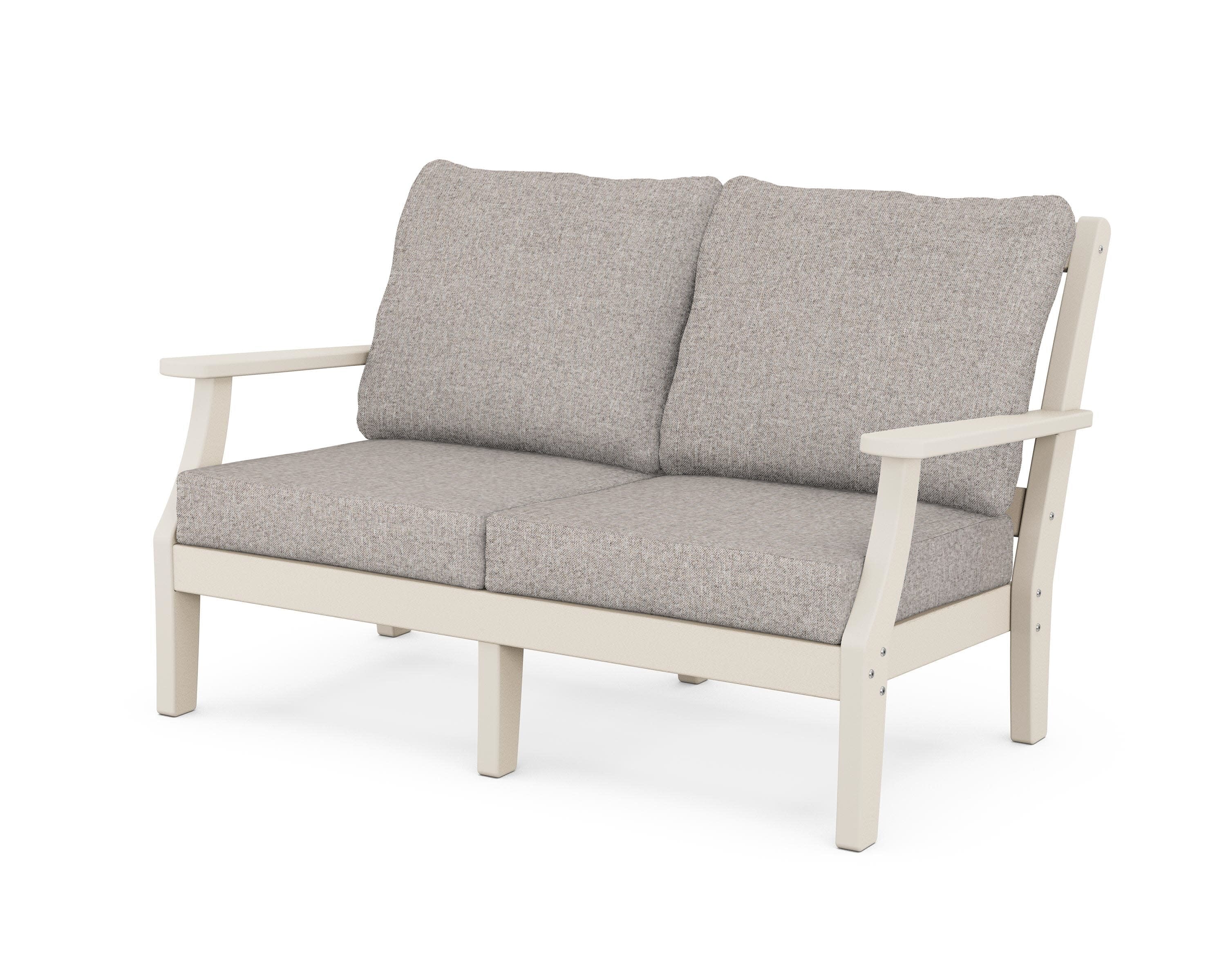 Chinoiserie Deep Seating Loveseat in Sand / Weathered Tweed