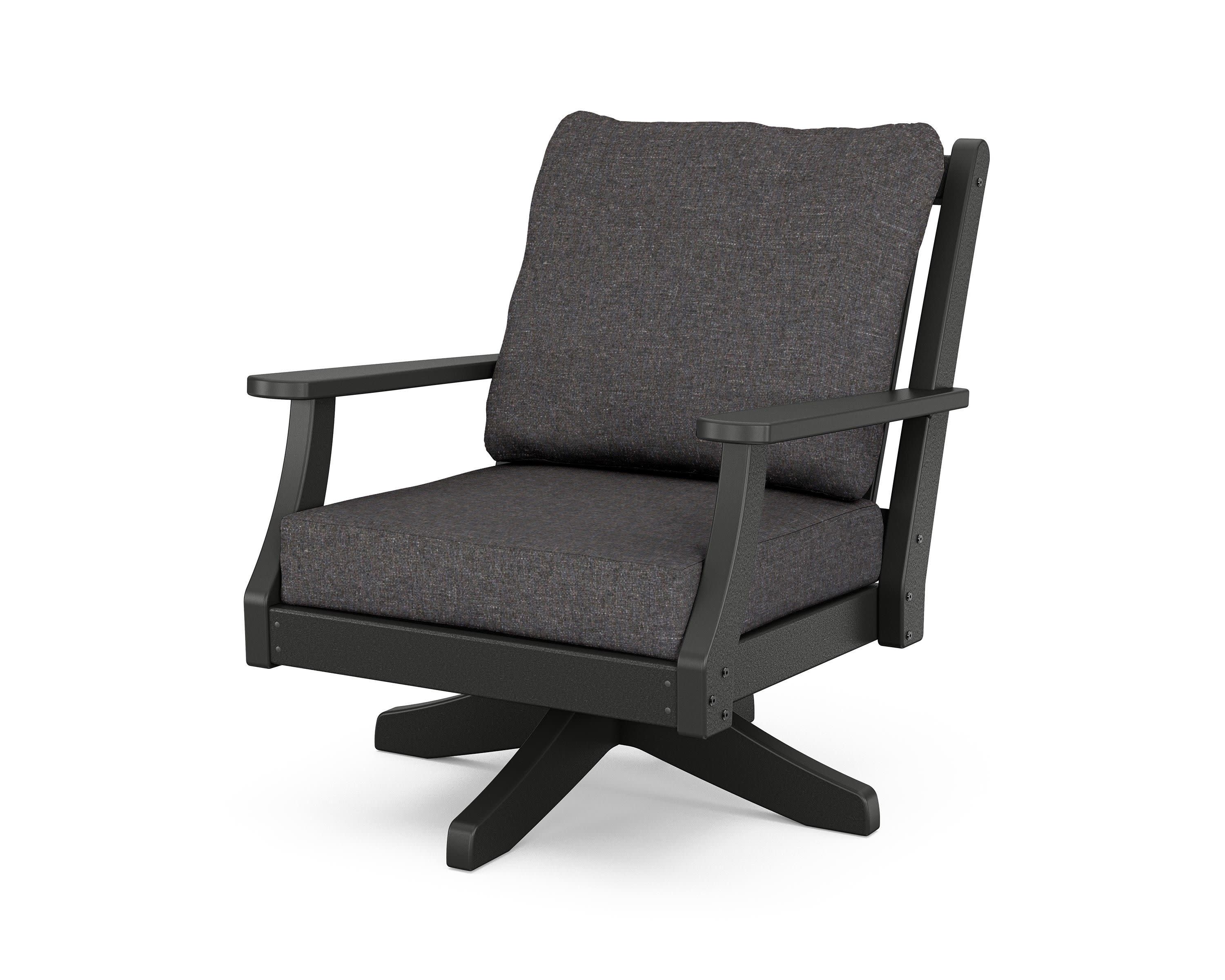 Wovendale Deep Seating Swivel Chair in Black / Ash Charcoal