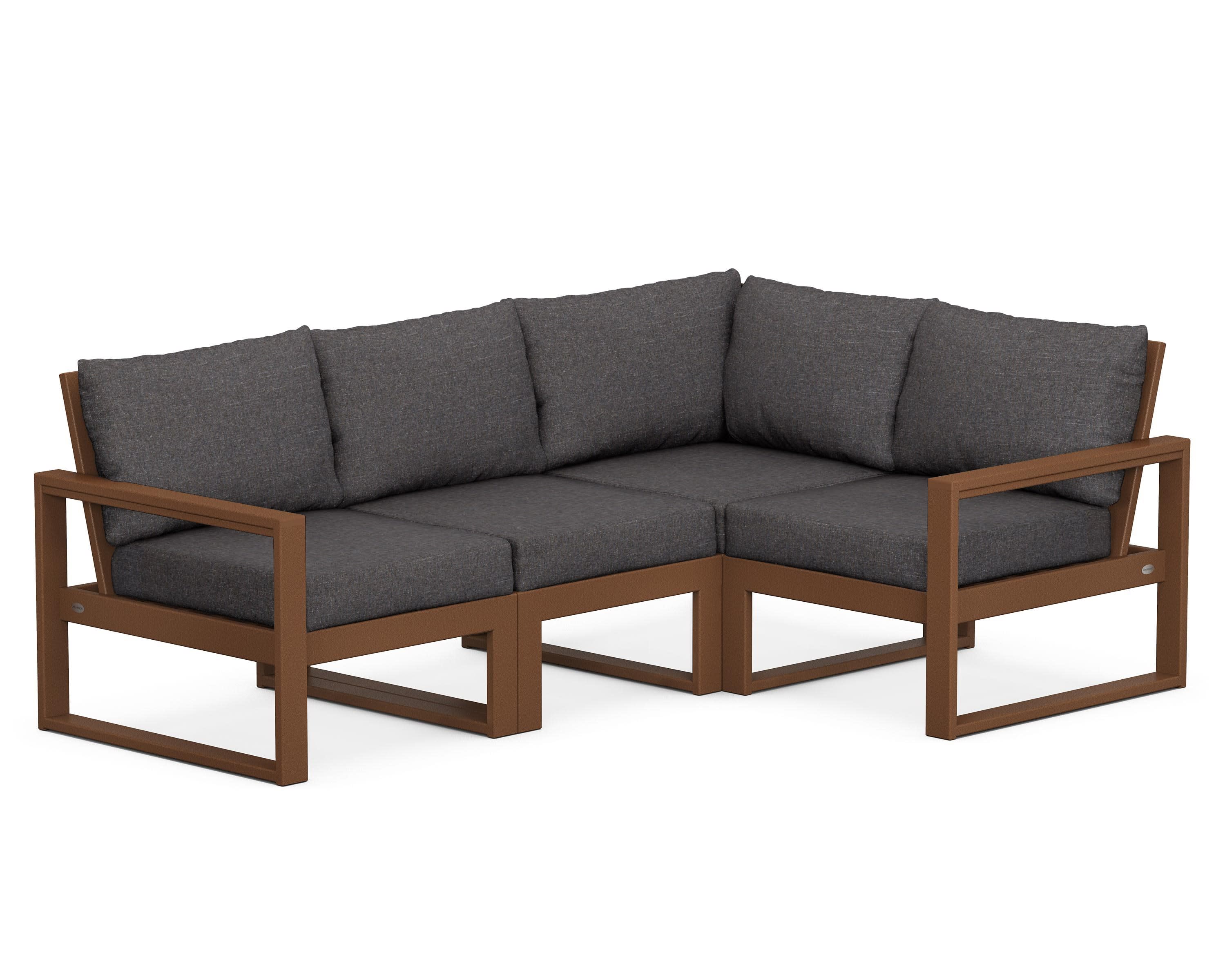 EDGE 4-Piece Modular Deep Seating Set in Teak / Ash Charcoal