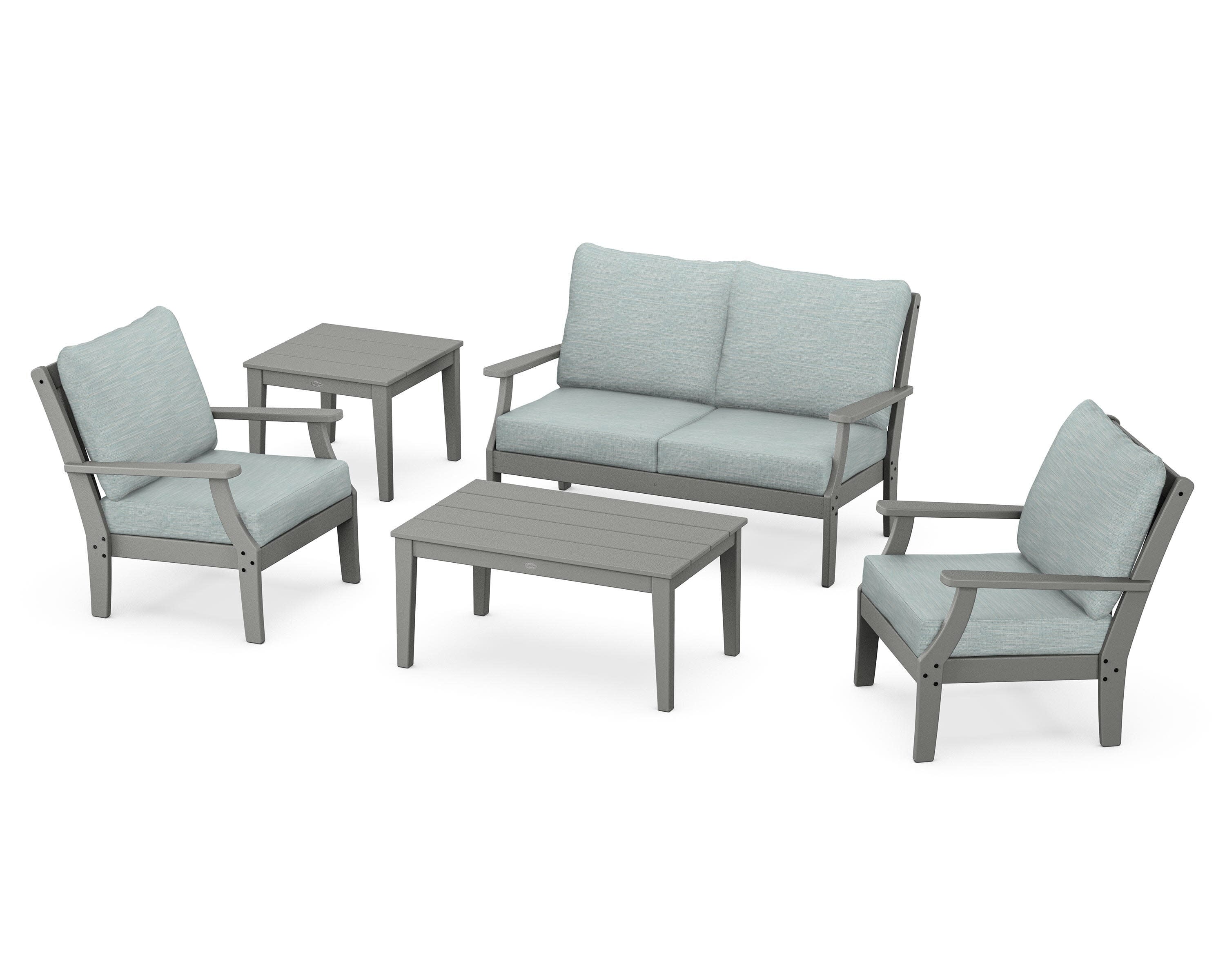 Braxton 5-Piece Deep Seating Set in Slate Grey / Soothe Mist