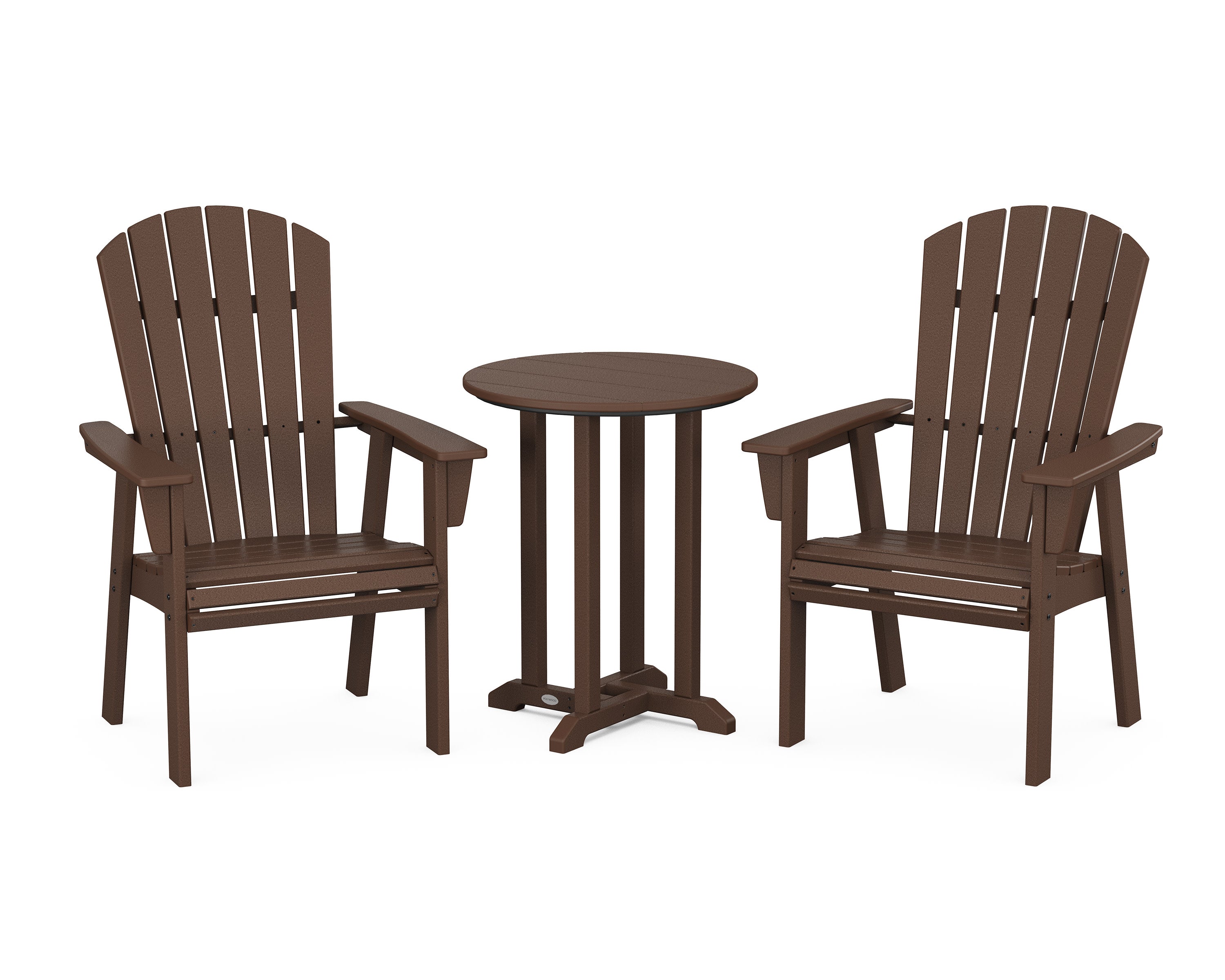 Nautical Adirondack 3-Piece Round Bistro Dining Set in Mahogany