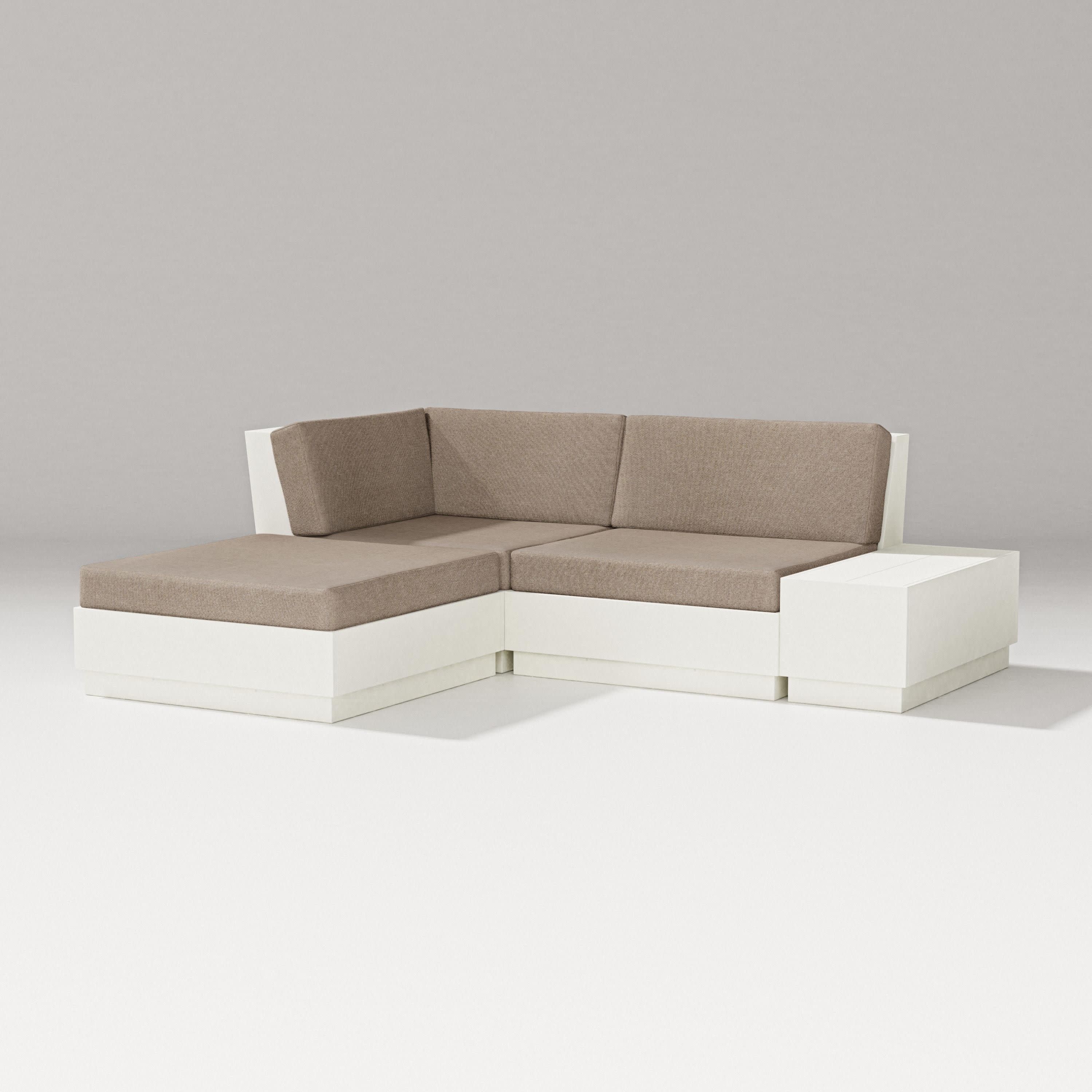 Elevate Loveseat Sectional with Chaise in Vintage White / Spiced Burlap