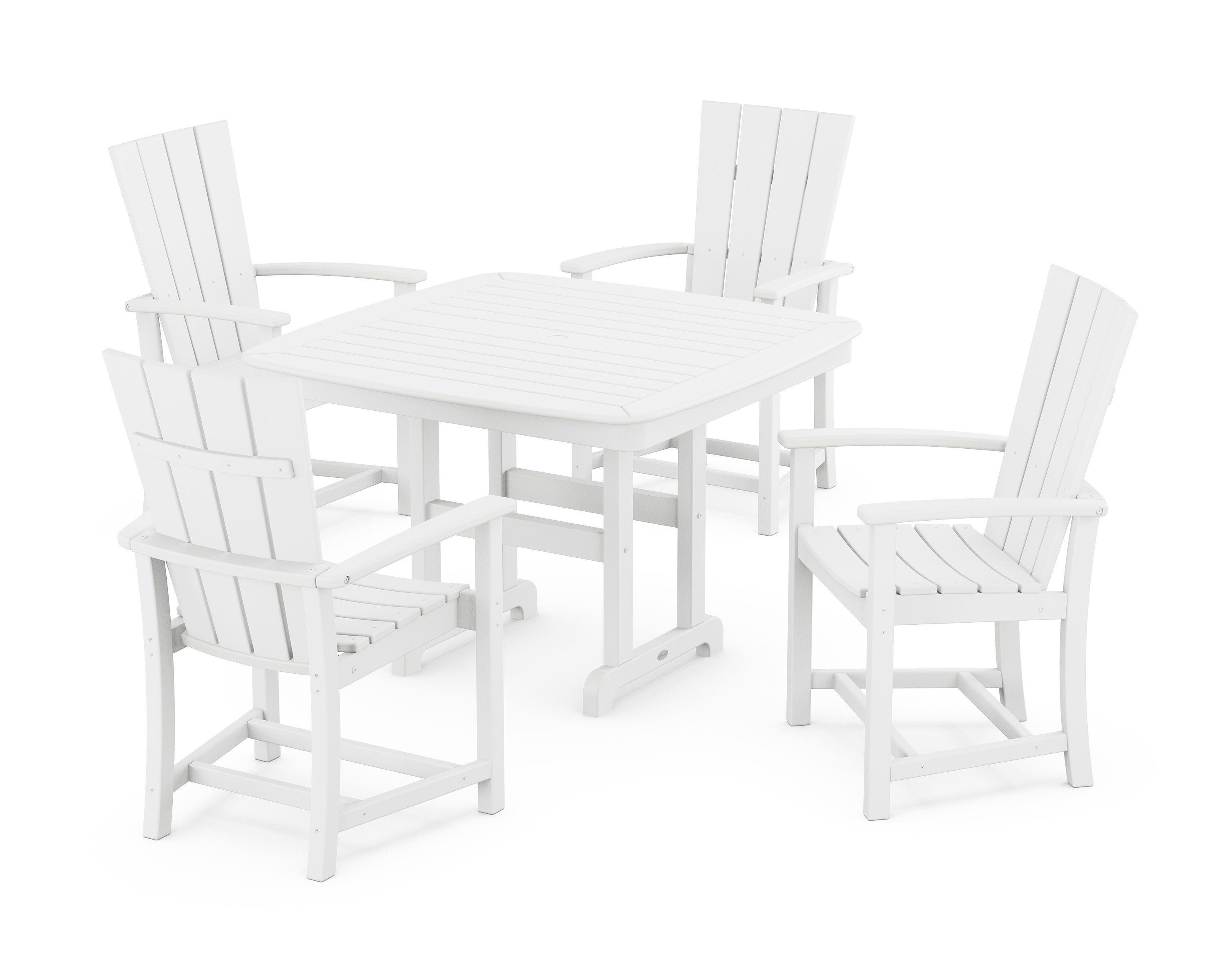 Quattro 5-Piece Dining Set with Trestle Legs in White
