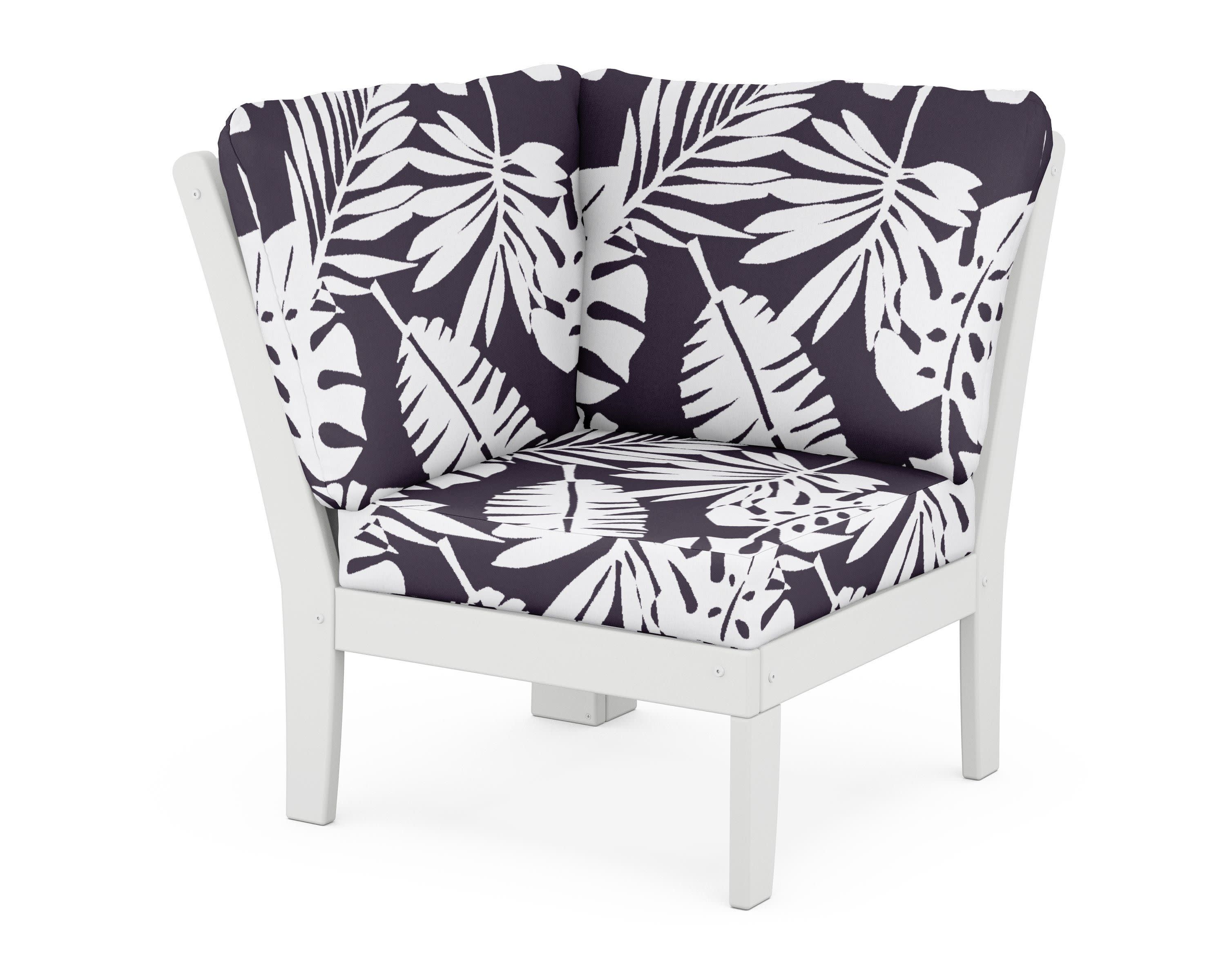 Braxton Modular Corner Chair in White / Leaf Navy