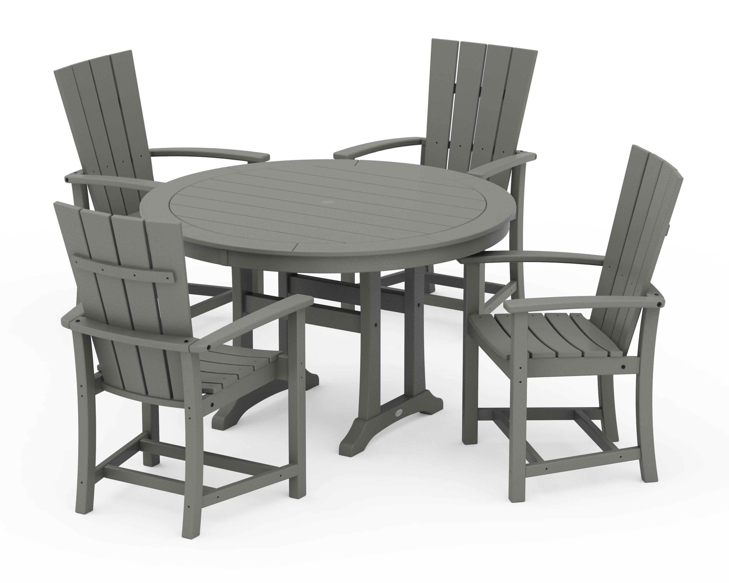 Quattro 5-Piece Round Dining Set with Trestle Legs in Slate Grey
