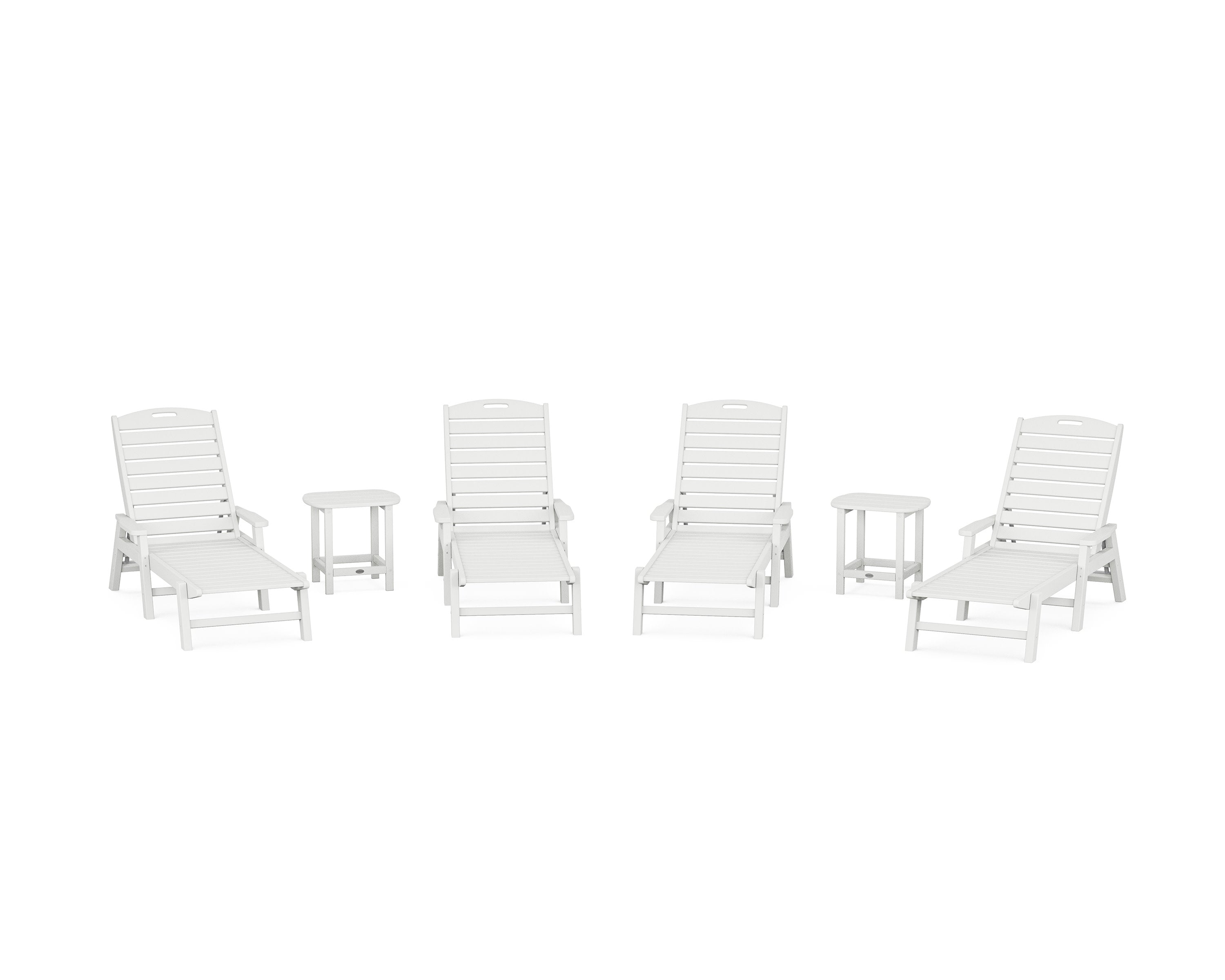 Nautical Chaise 6-Piece Set with Arms in White