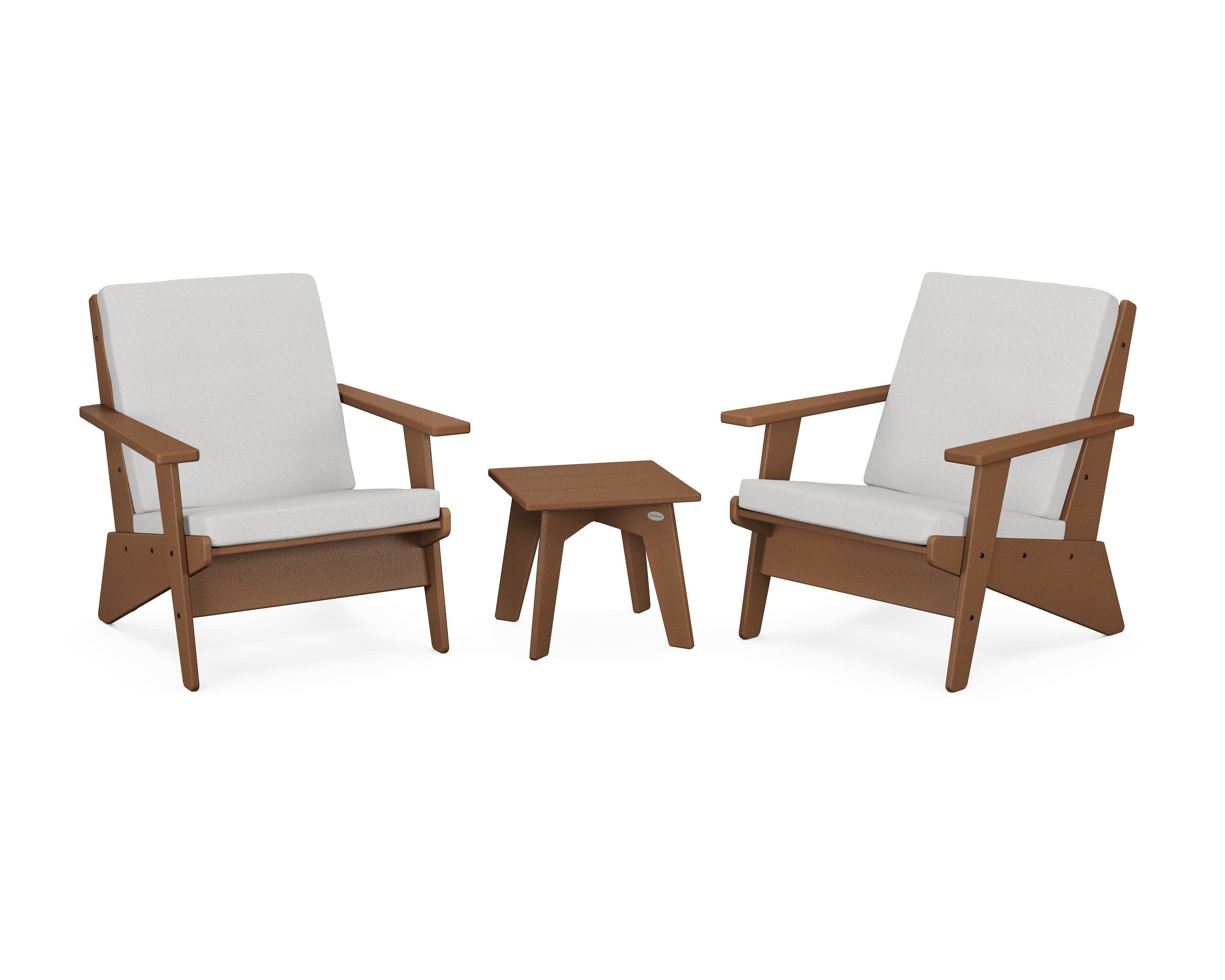 Riviera Modern Lounge 3-Piece Set in Teak / Diamond in the Rough