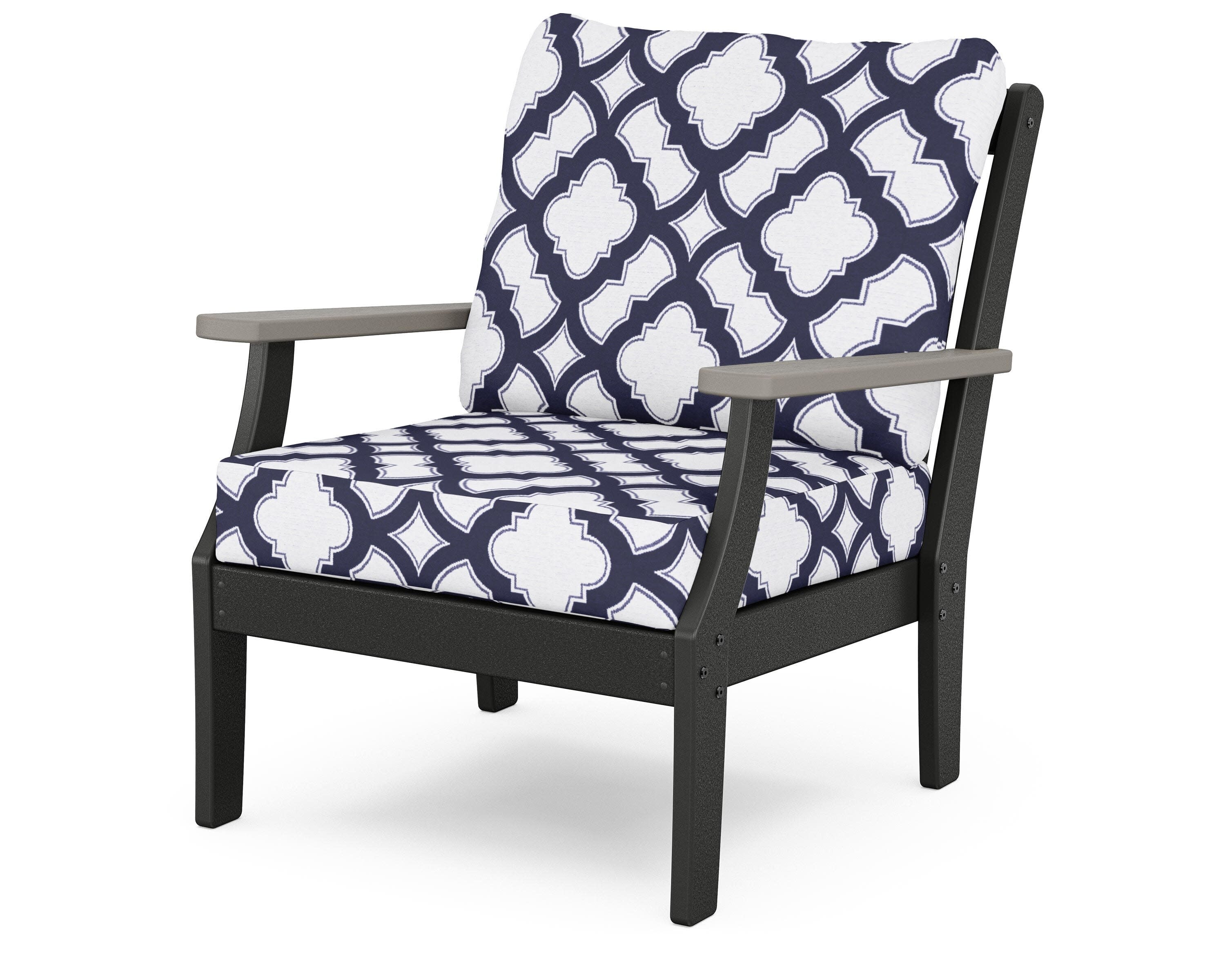 Braxton Deep Seating Chair in Black / Driftwood / Trellis Navy