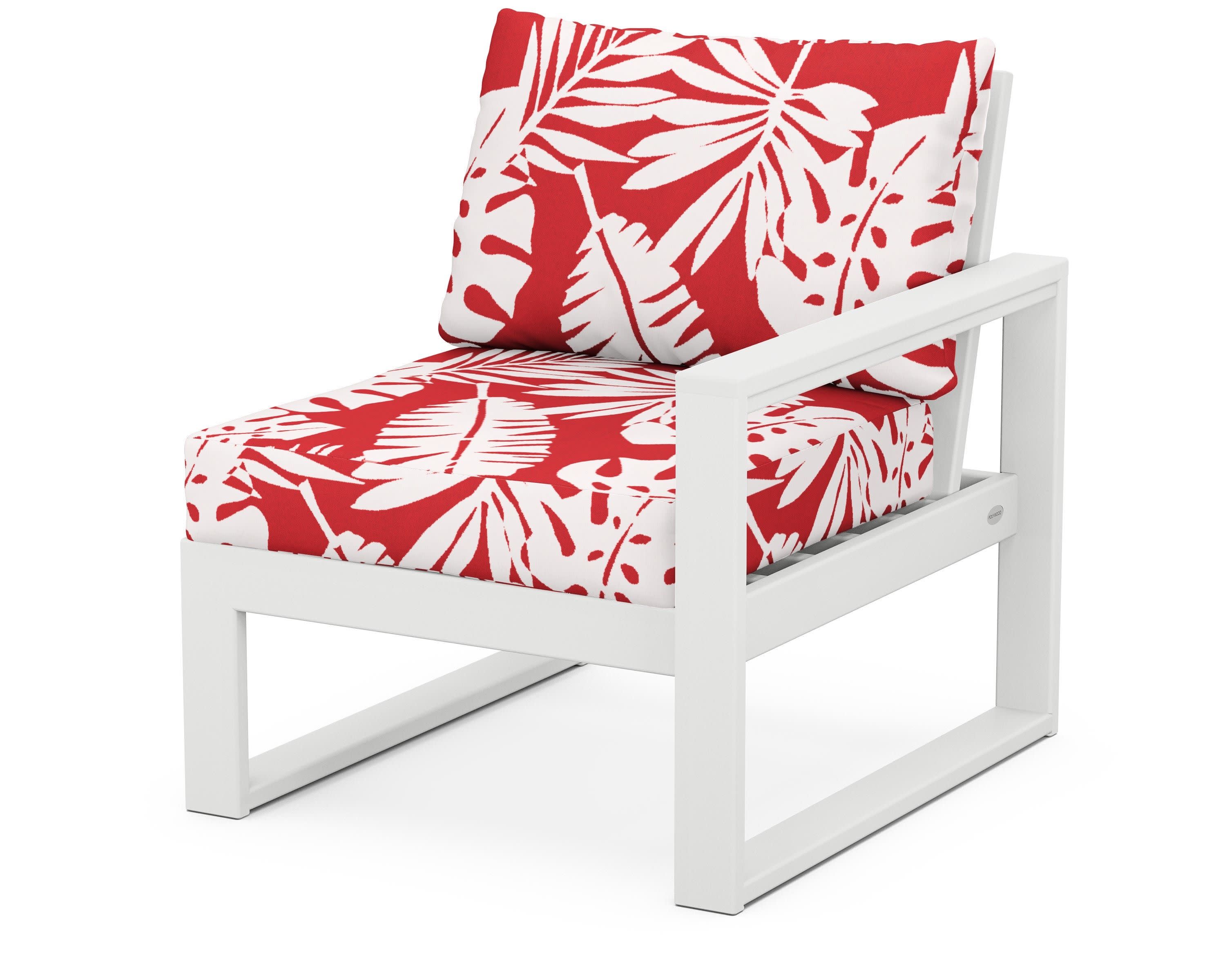 EDGE Modular Right Arm Chair in White / Leaf Crimson