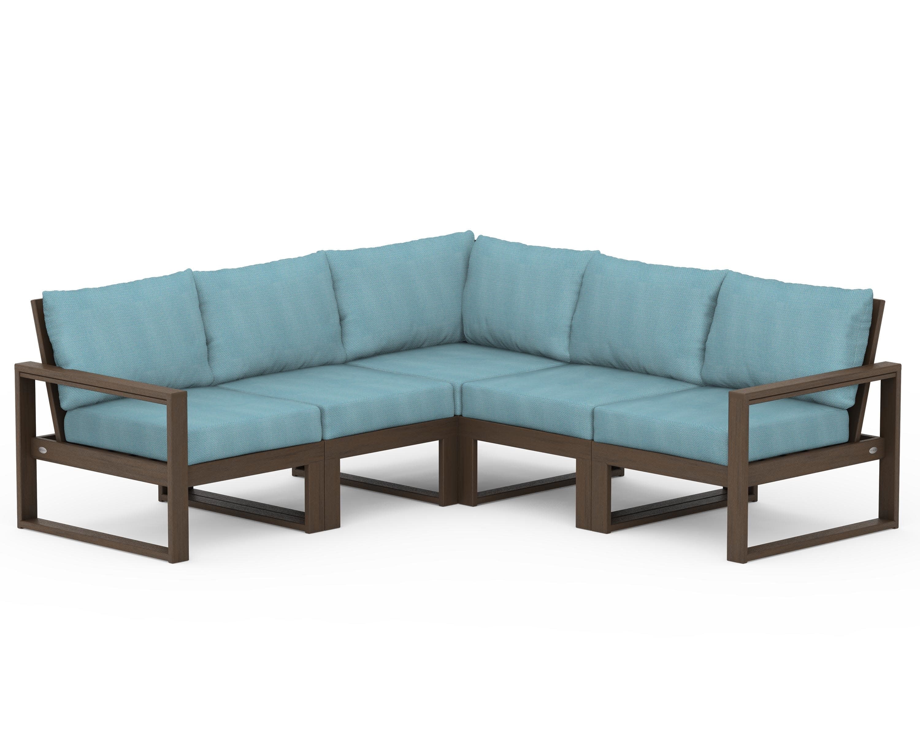 EDGE 5-Piece Modular Deep Seating Set in Kona / Lattice Sky Blue