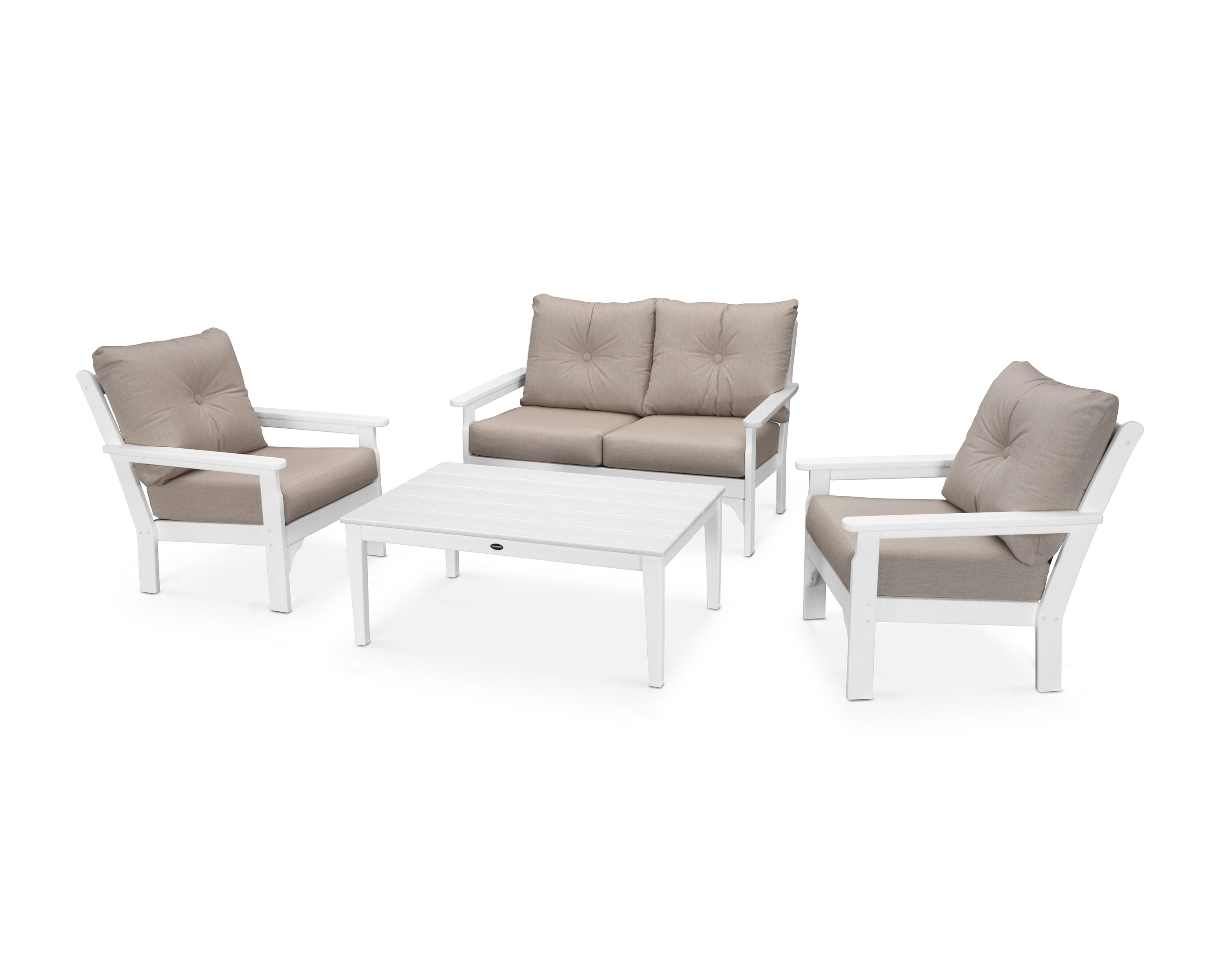 Vineyard 4-Piece Deep Seating Set in Vintage White / Cast Ash