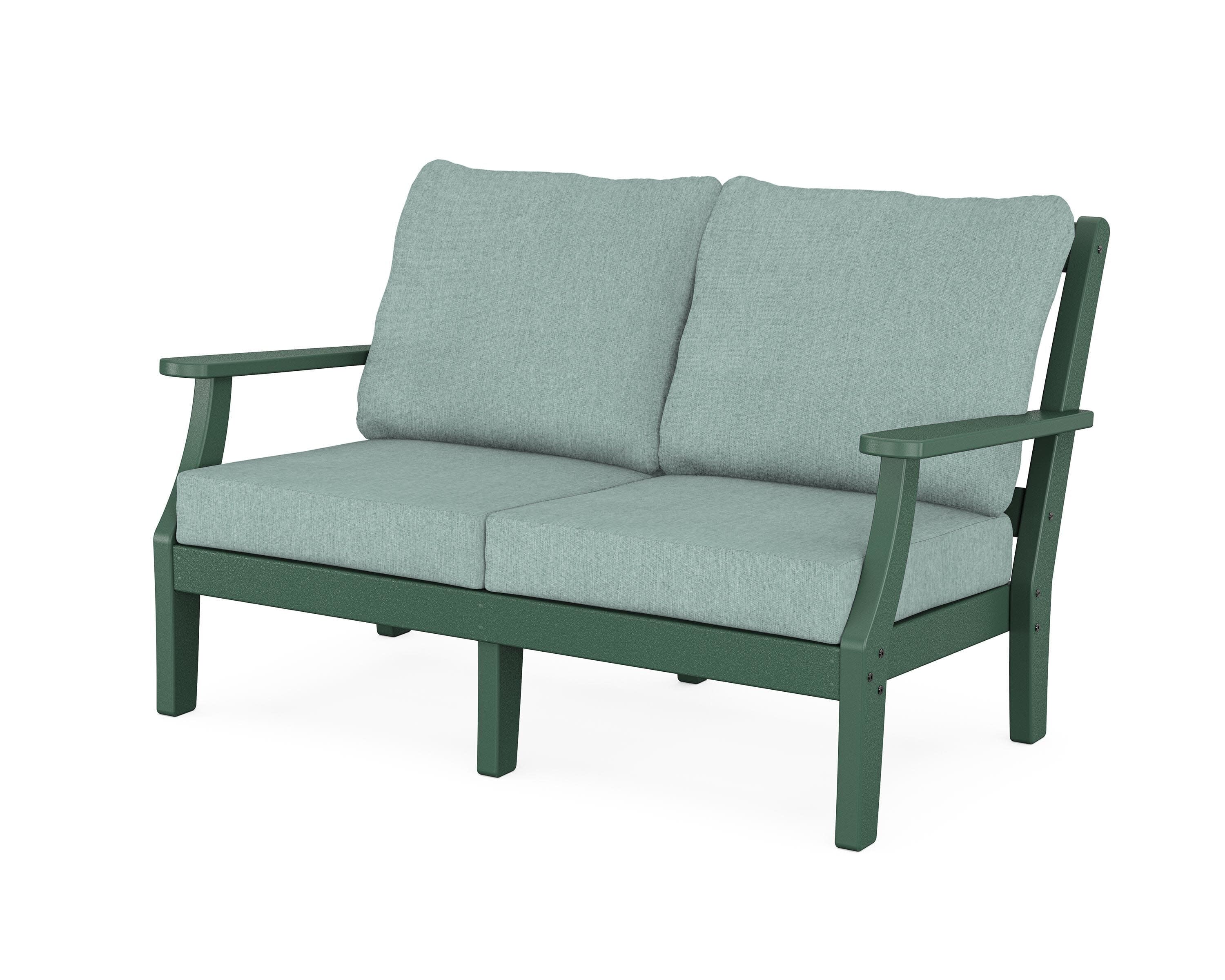 Chinoiserie Deep Seating Loveseat in Green / Glacier Spa