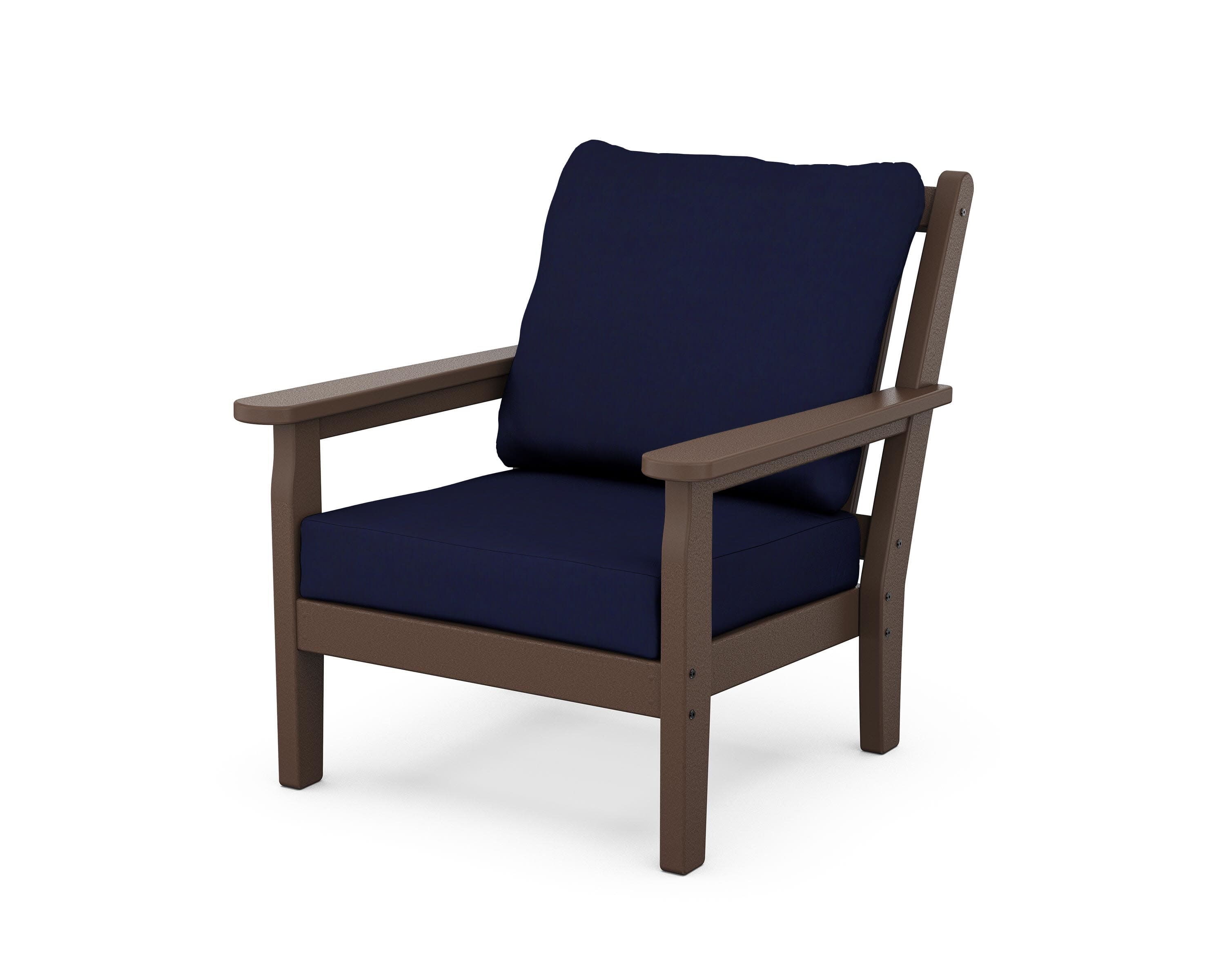Chippendale Deep Seating Chair in Mahogany / Navy