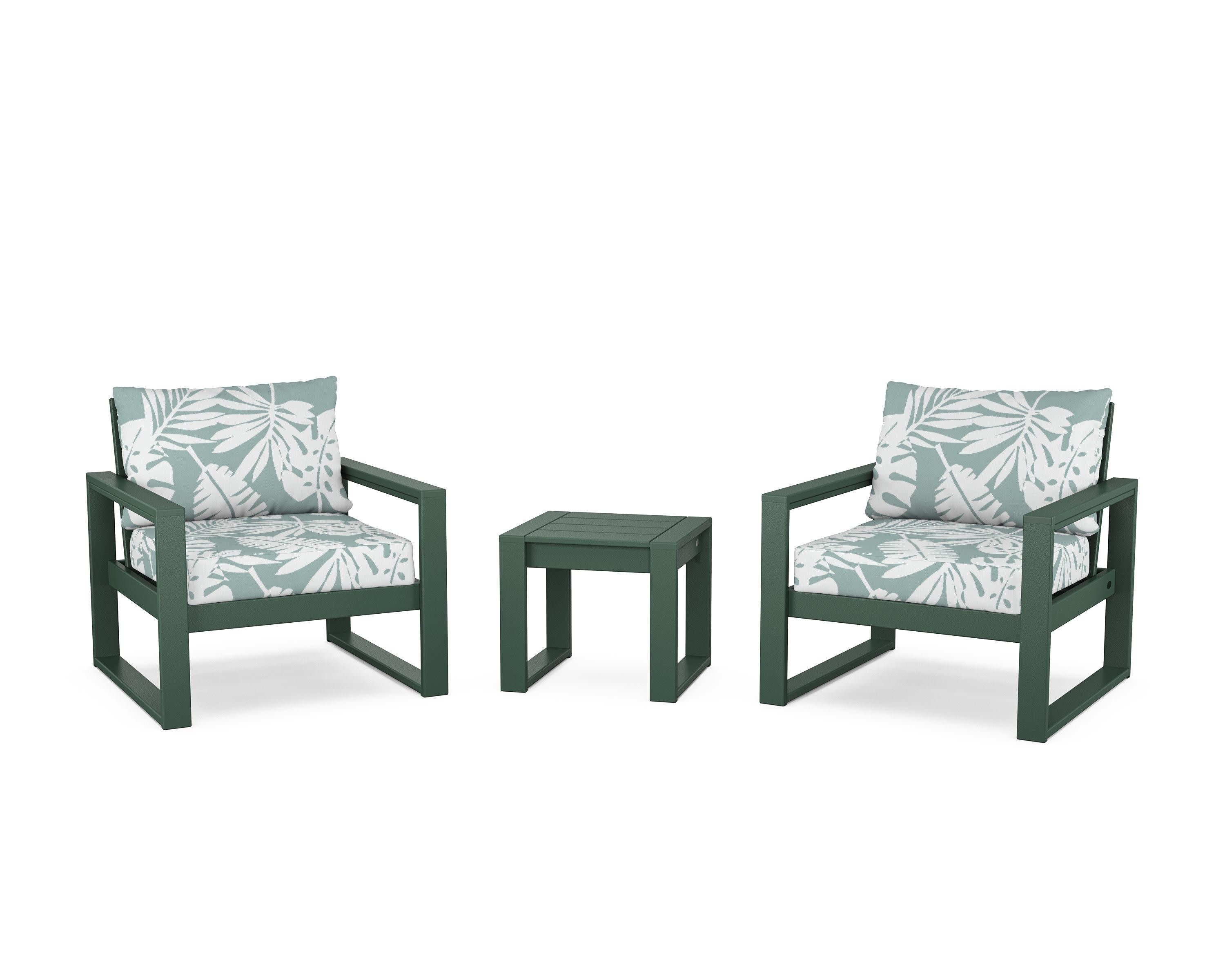 EDGE Sectional 3-Piece Deep Seating Set in Green / Leaf Glacier Spa