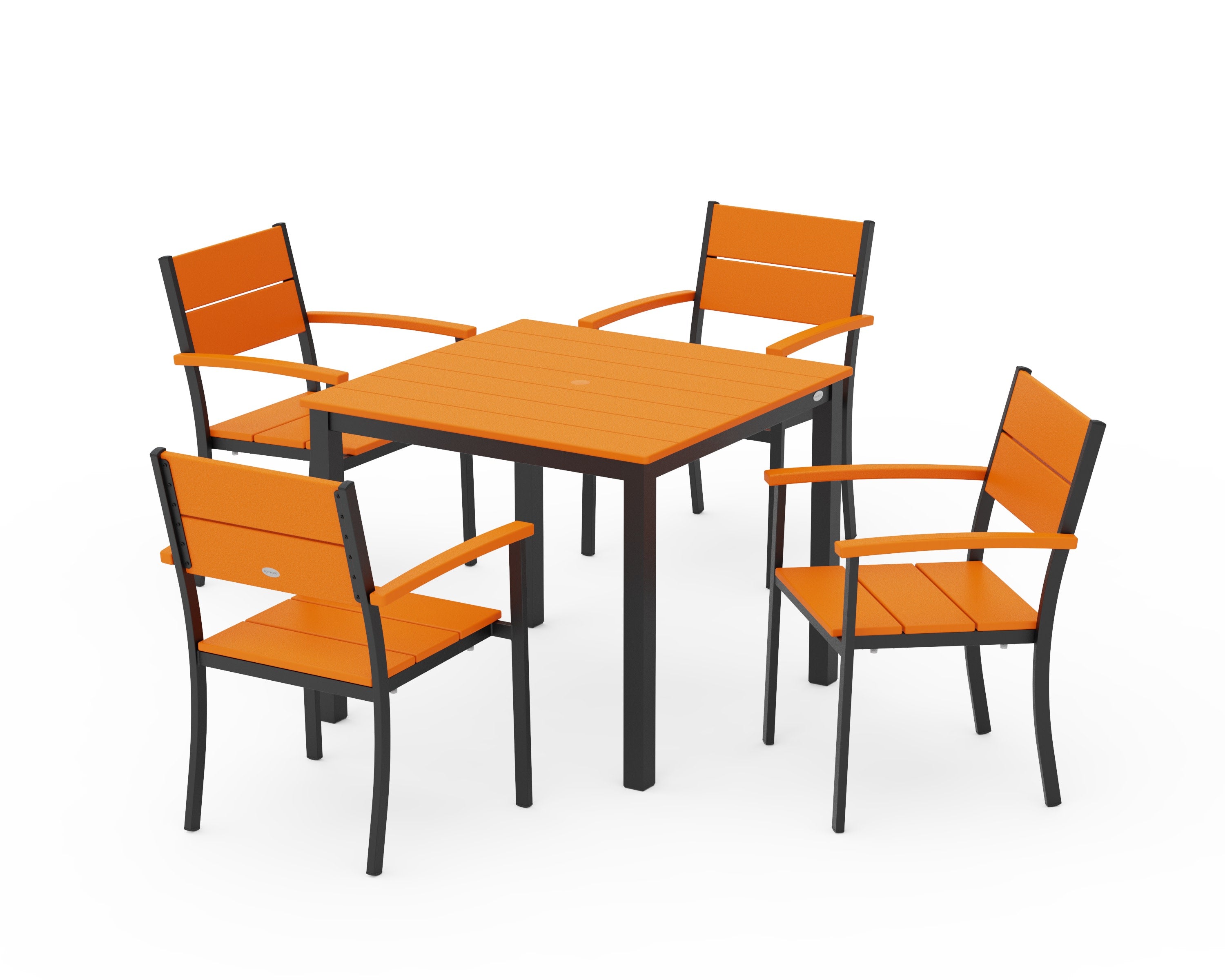Main Street 5-Piece Dining Set in Black / Tangerine