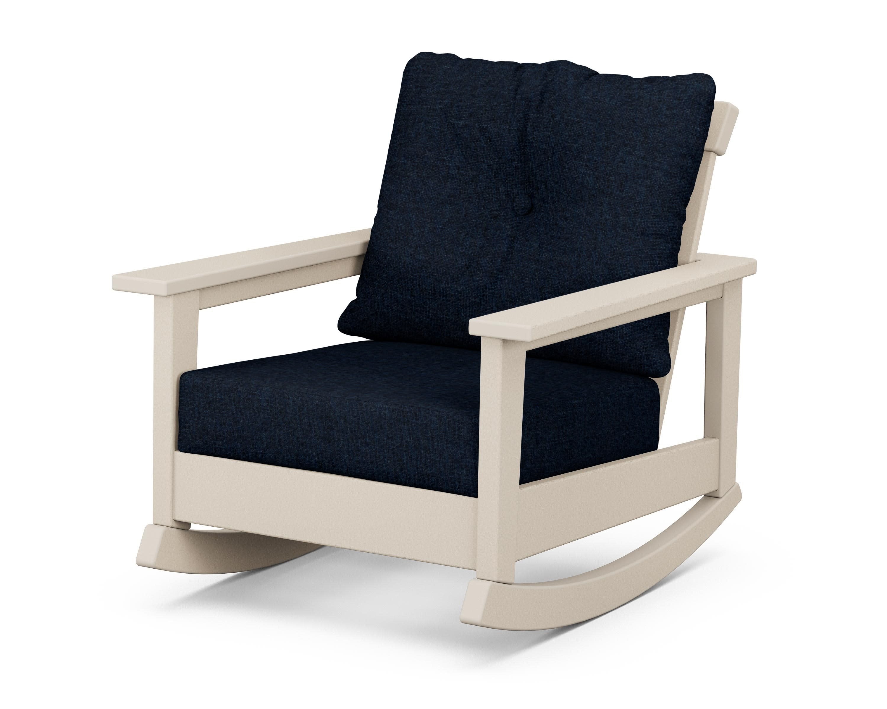 Prescott Deep Seating Rocking Chair in Sand / Marine Indigo