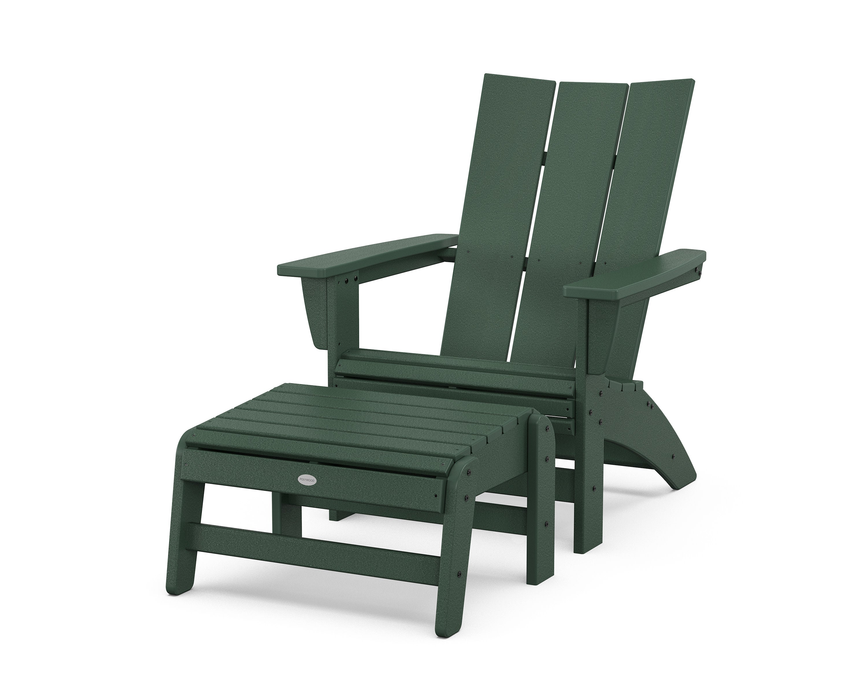 Modern Grand Adirondack Chair with Ottoman in Green