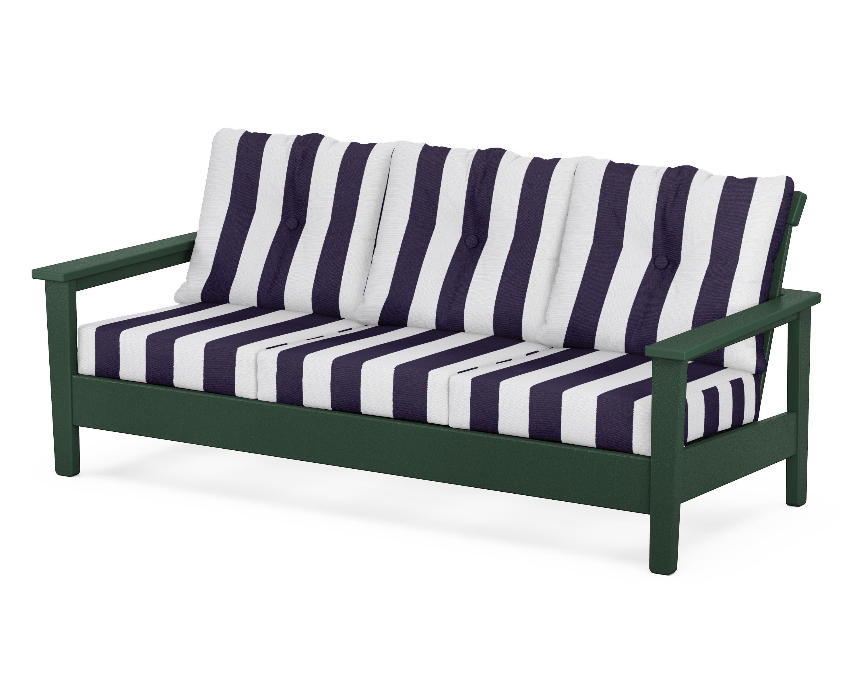 Prescott Deep Seating Sofa in Green / Cabana Stripe Navy