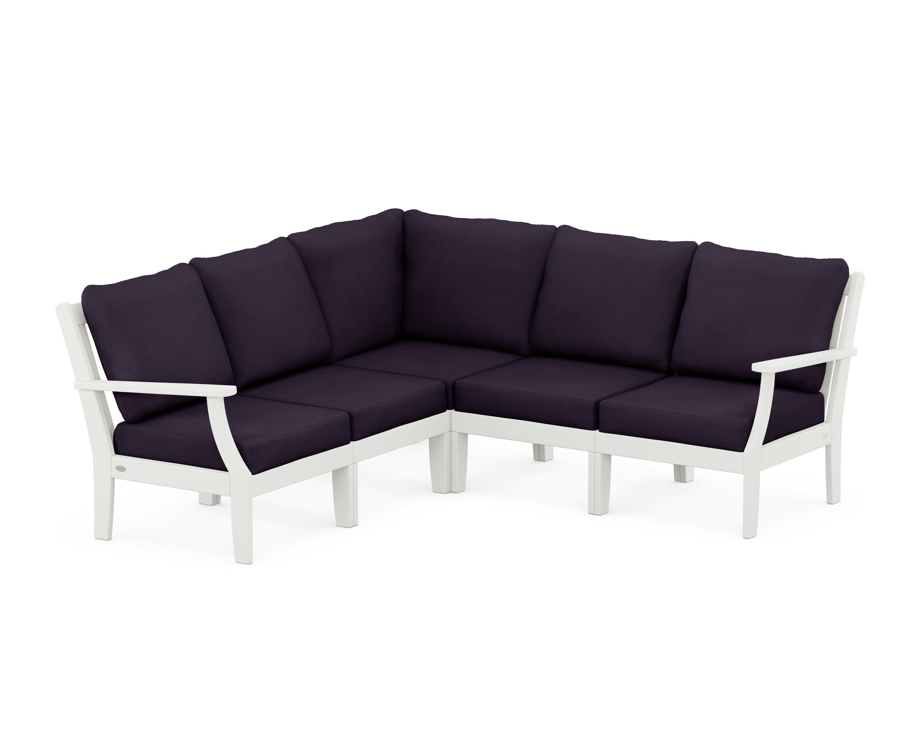 Braxton Modular 5-Piece Deep Seating Set in Vintage White / Navy Linen