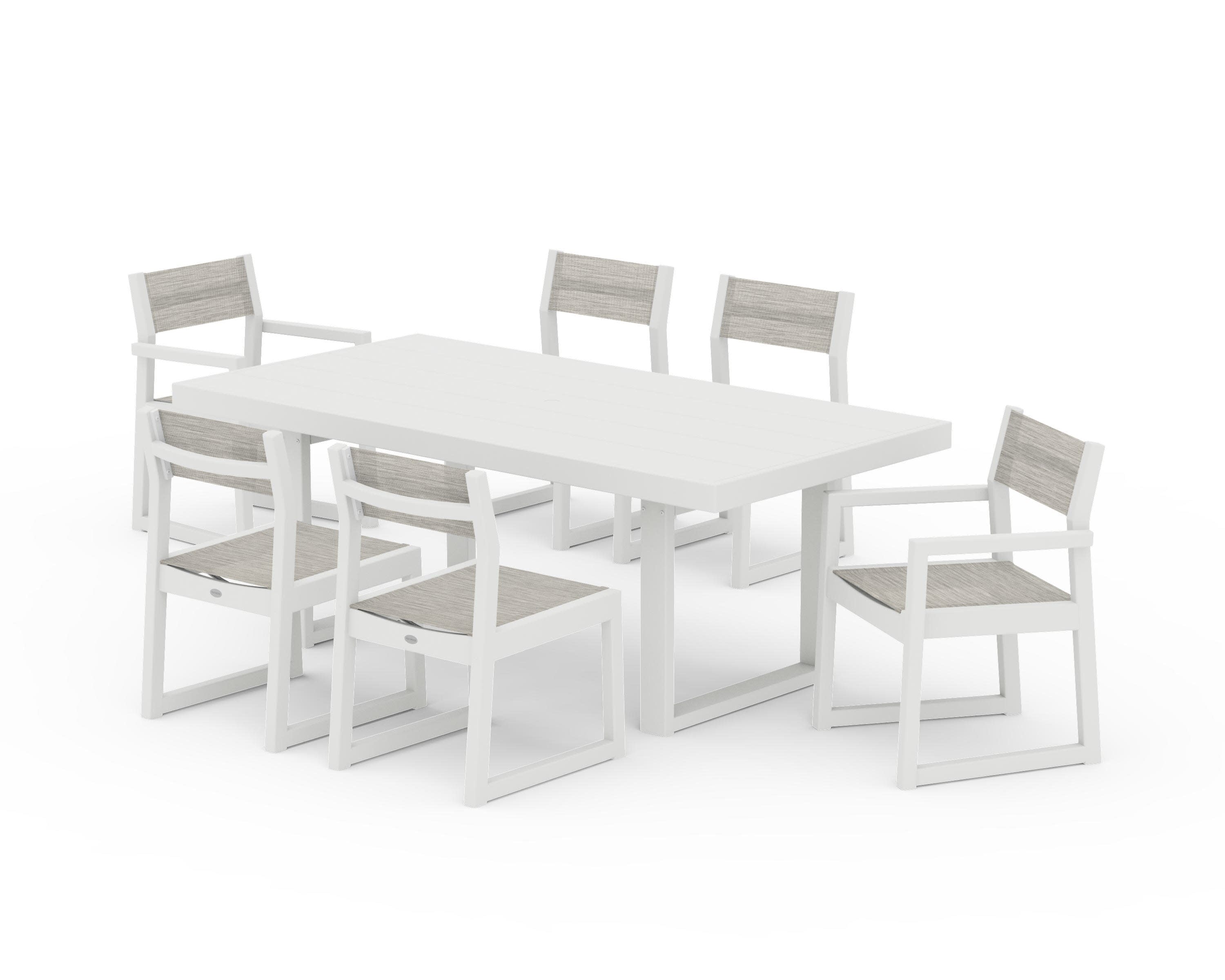 EDGE Sling 7-Piece Dining Set in Vintage White / Birch Sling