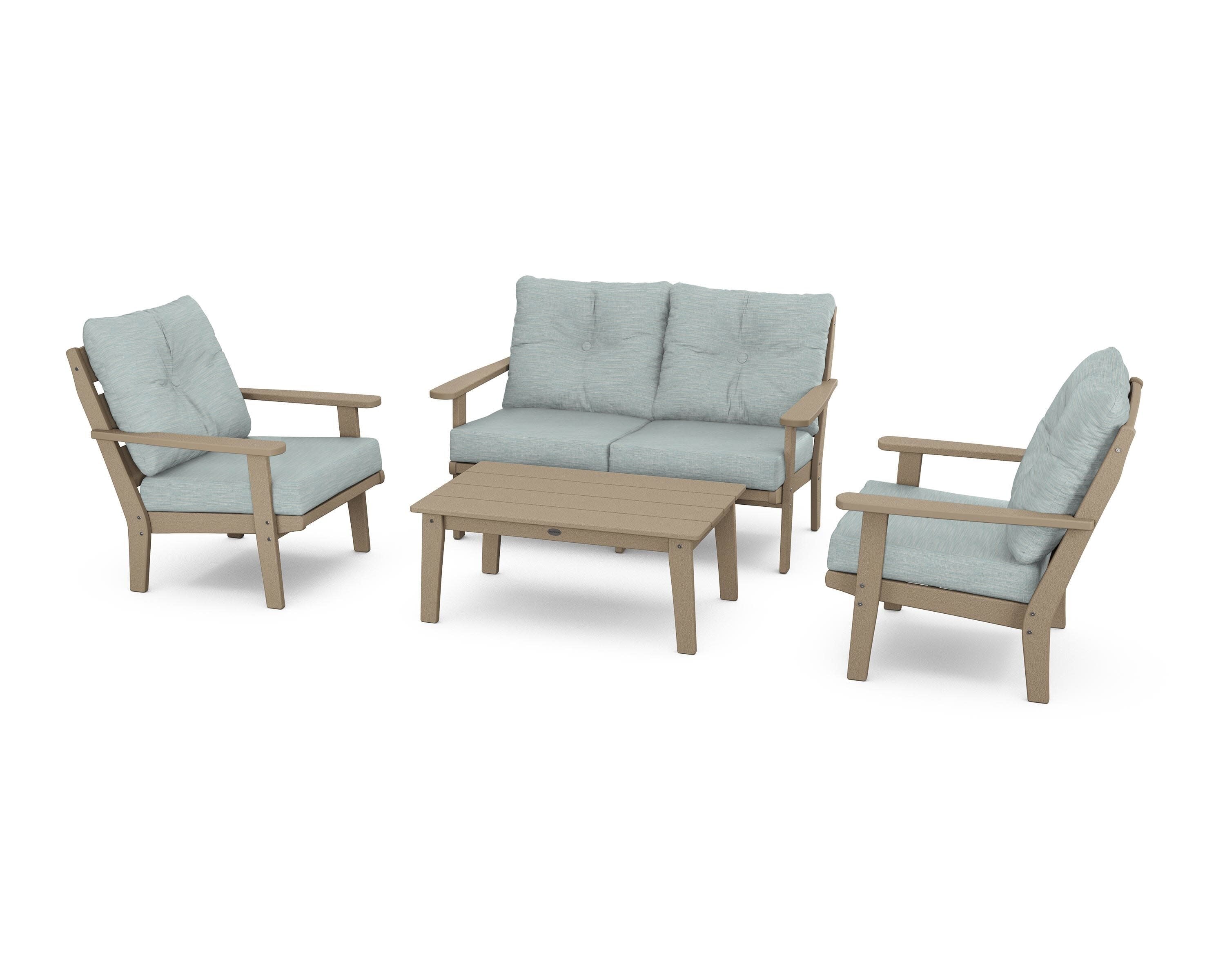 Lakeside 4-Piece Deep Seating Set in Vintage Sahara / Soothe Mist
