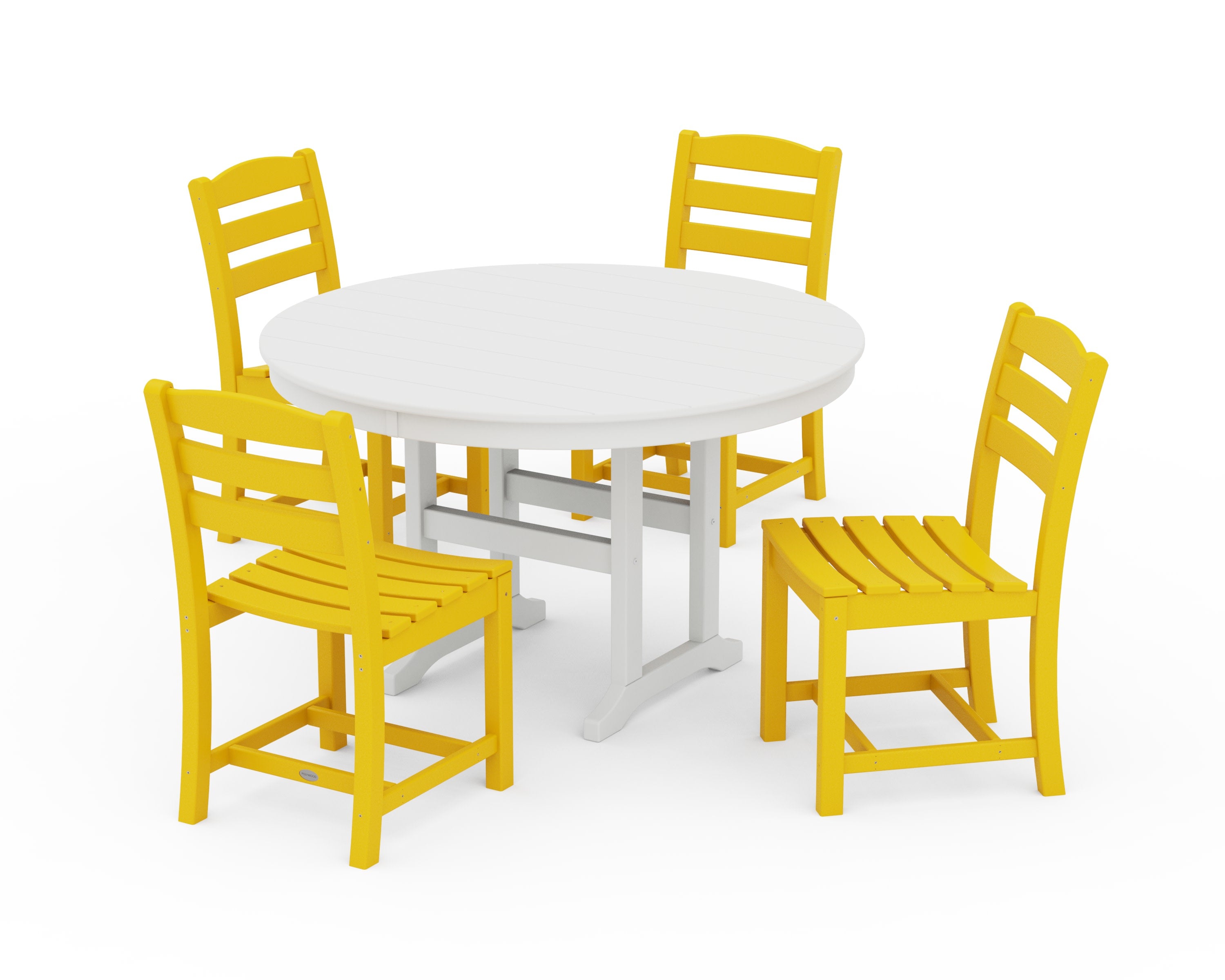 La Casa Caf Side Chair 5-Piece Round Farmhouse Dining Set in Lemon / White