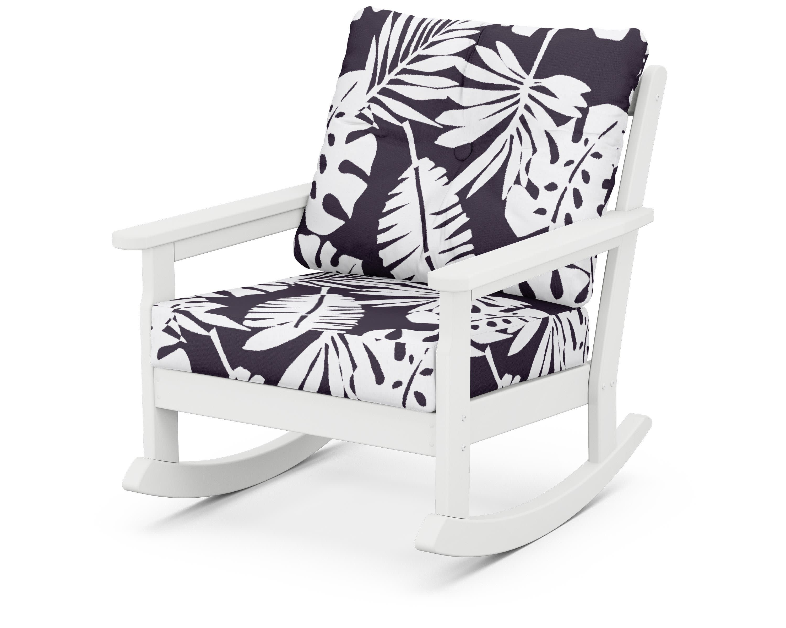 Vineyard Deep Seating Rocking Chair in White / Leaf Navy