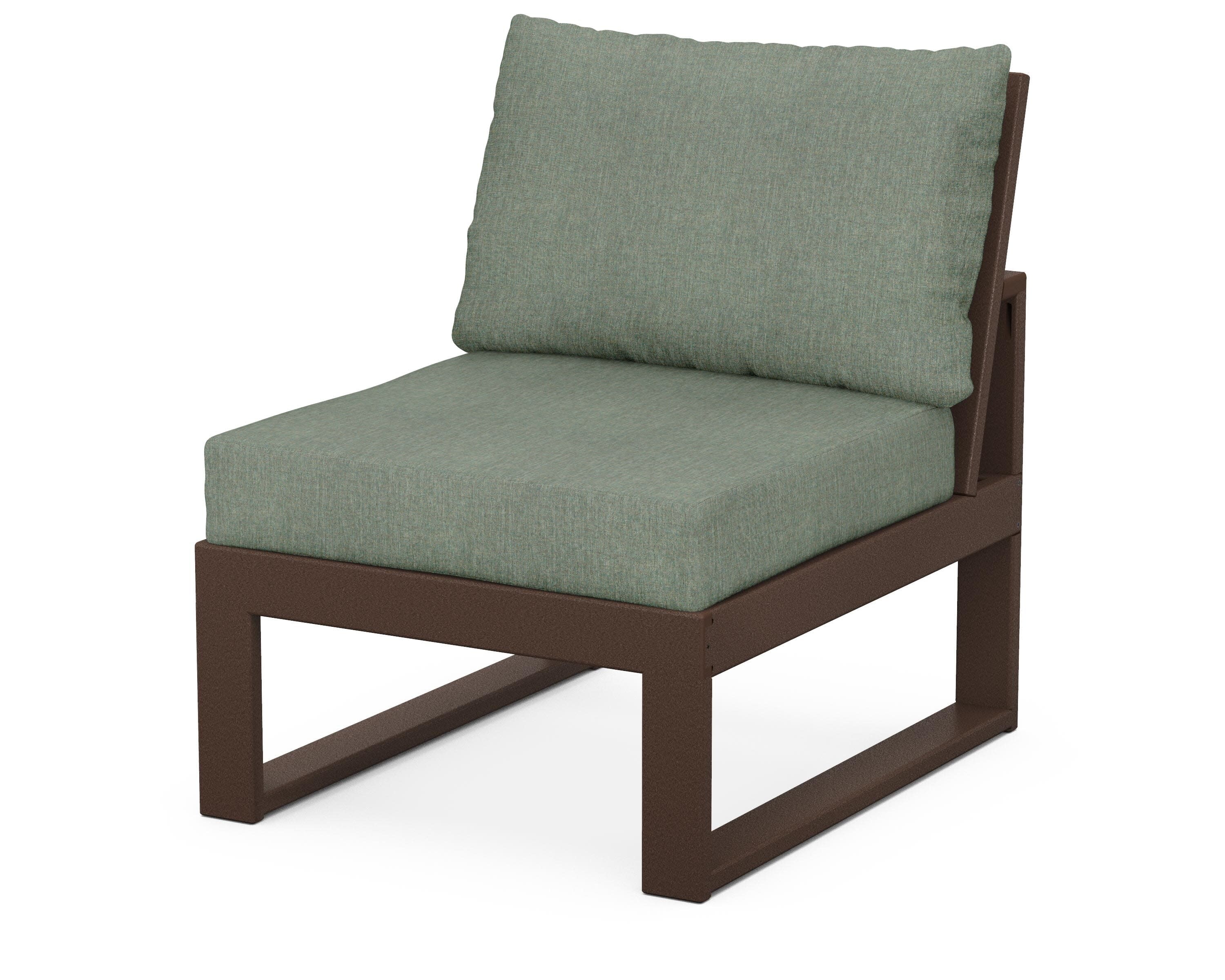Modular Armless Chair in Mahogany / Cast Sage