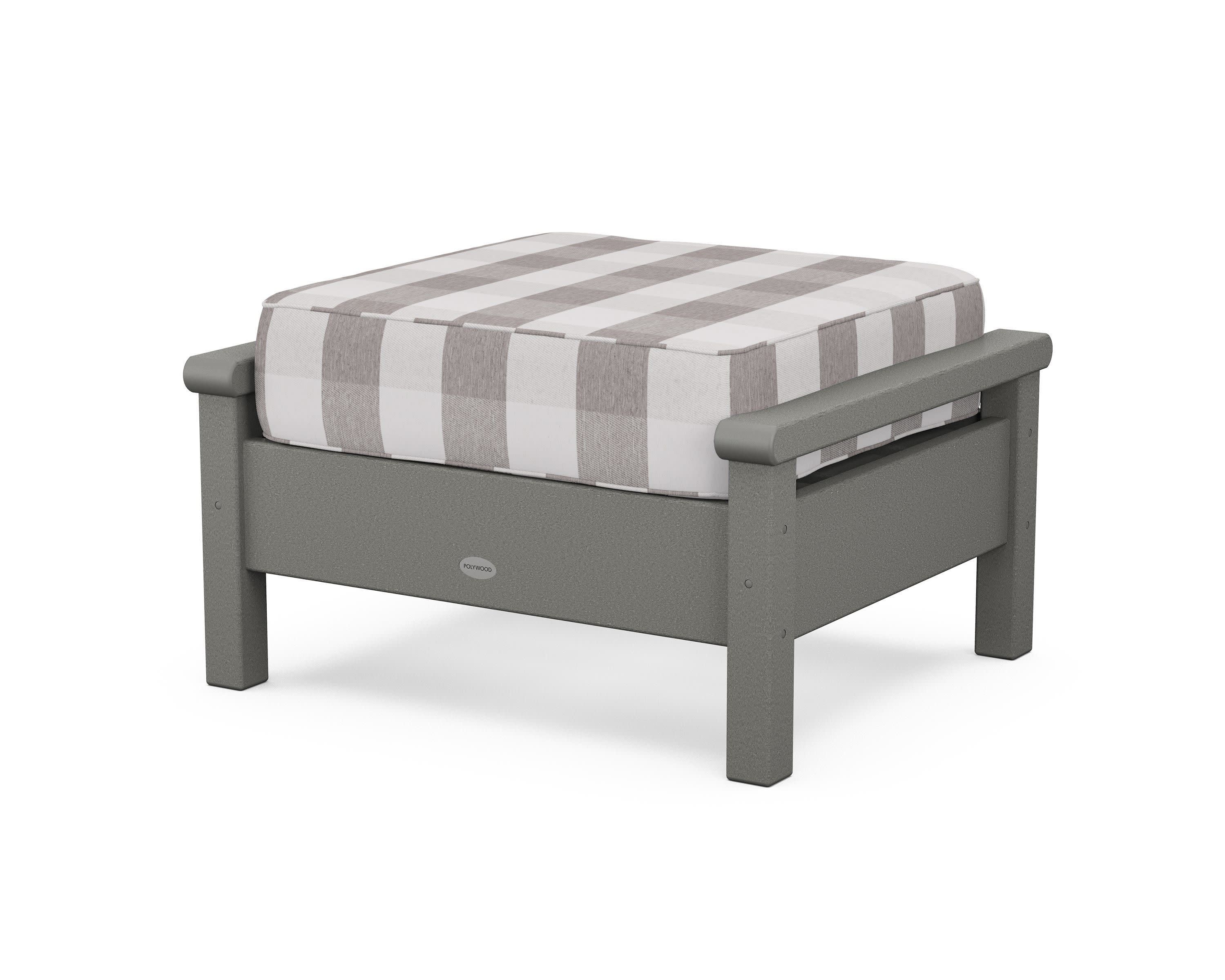 Harbour Deep Seating Ottoman in Slate Grey / Buffalo Plaid Grey Mist